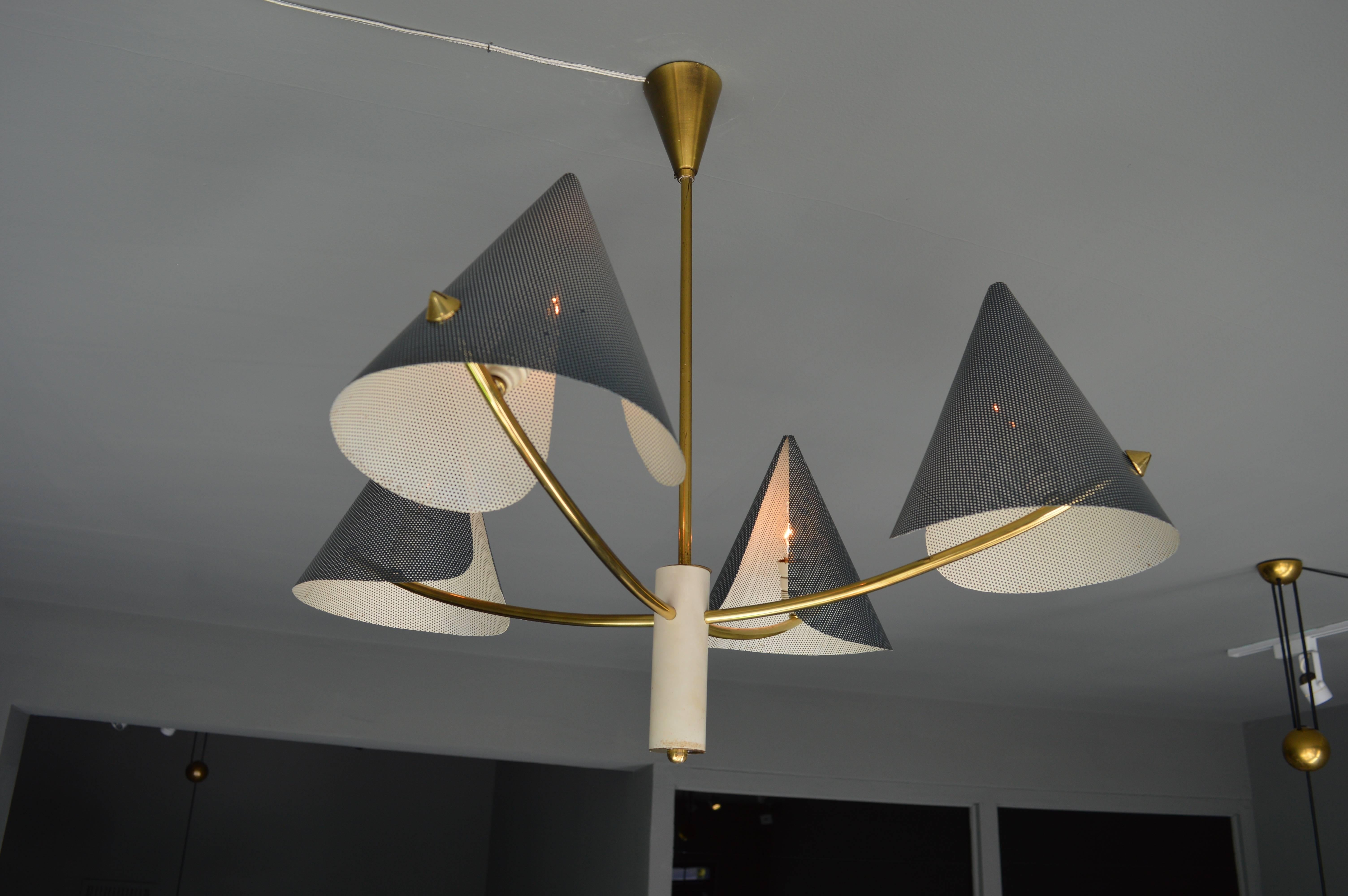 French Mathieu Matégot Style Chandelier For Sale