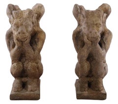 Pair of Cast Stone Winged Gargoyles