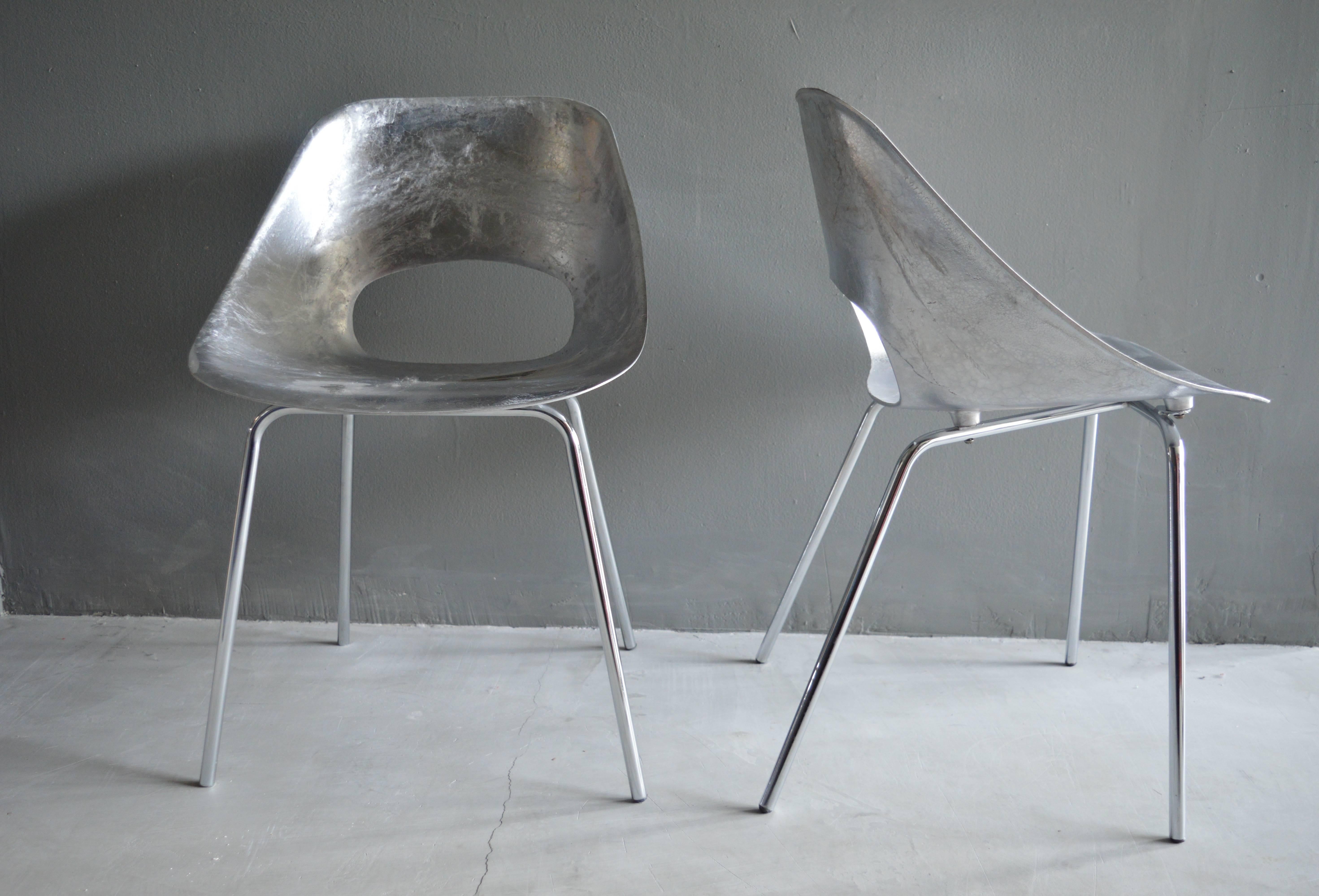 Aluminum Rare Guariche Chair with Chrome Base