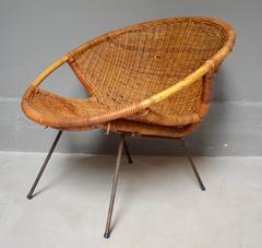 Rattan and Iron Scoop Chair