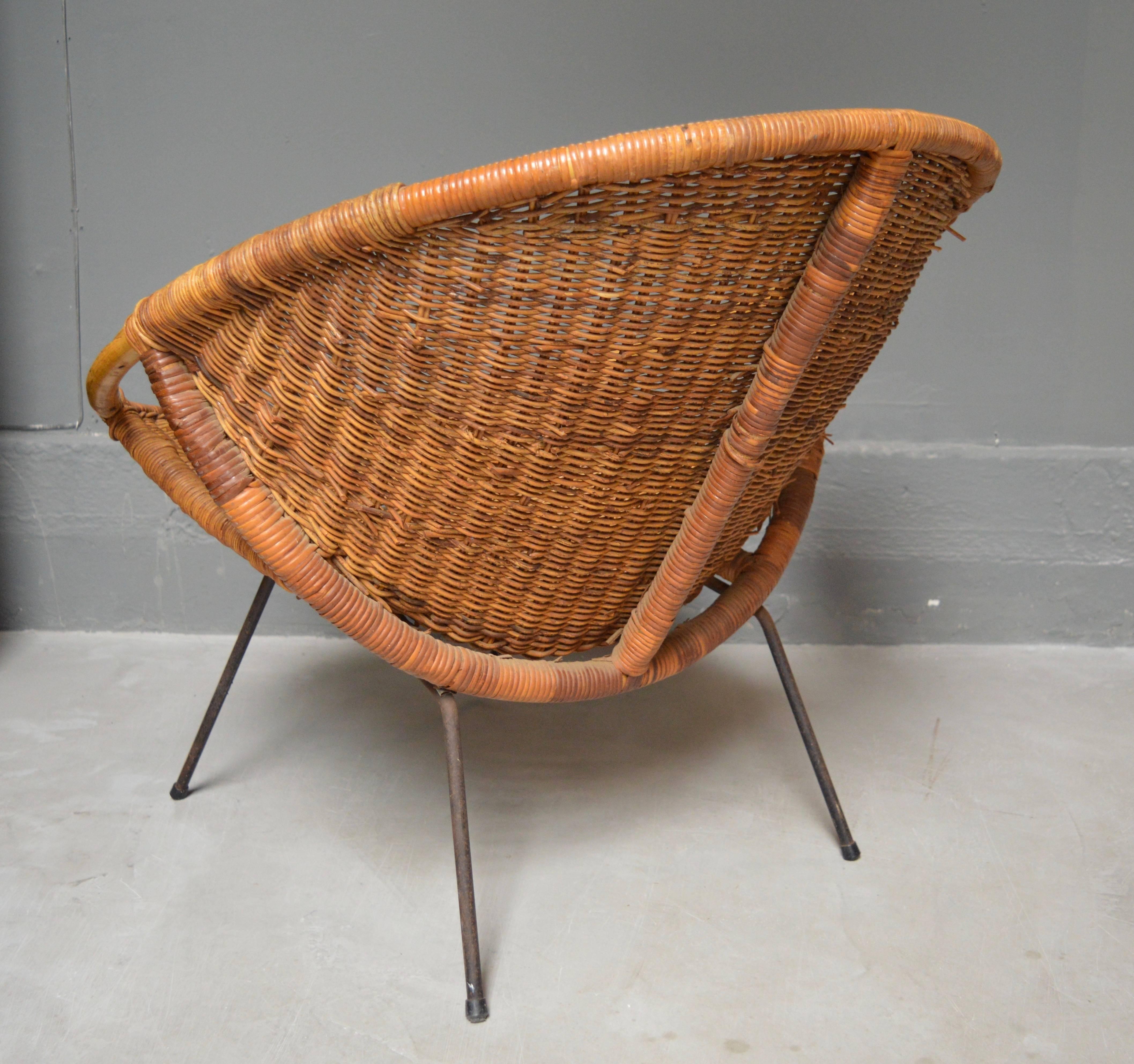 Rattan and Iron Scoop Chair 1