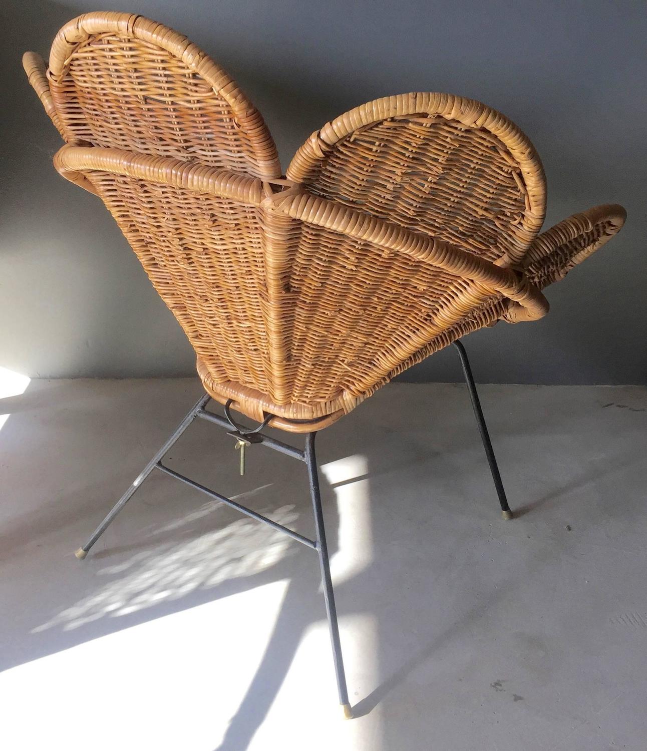 Rattan and Iron Flower Chair For Sale at 1stdibs