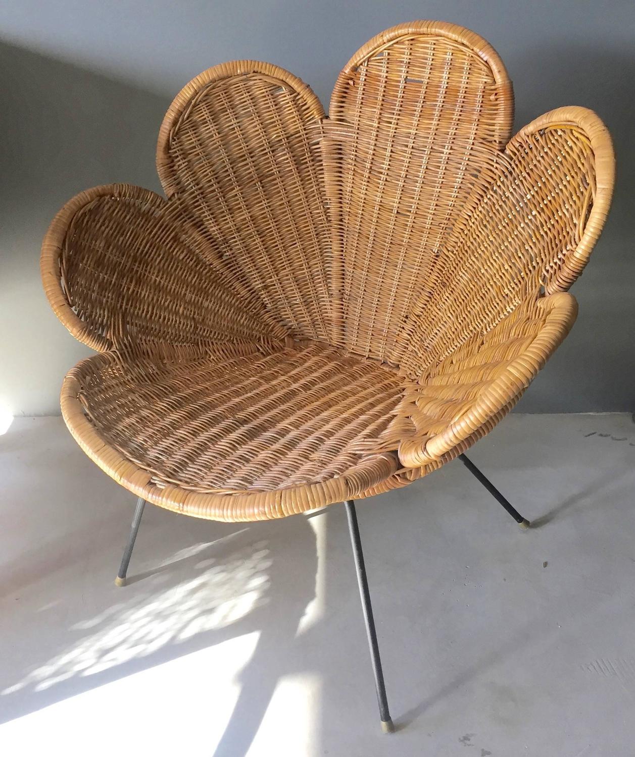Rattan and Iron Flower Chair For Sale at 1stdibs