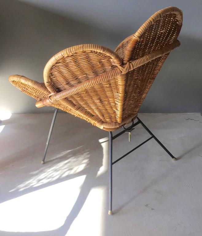 Rattan and Iron Flower Chair at 1stdibs