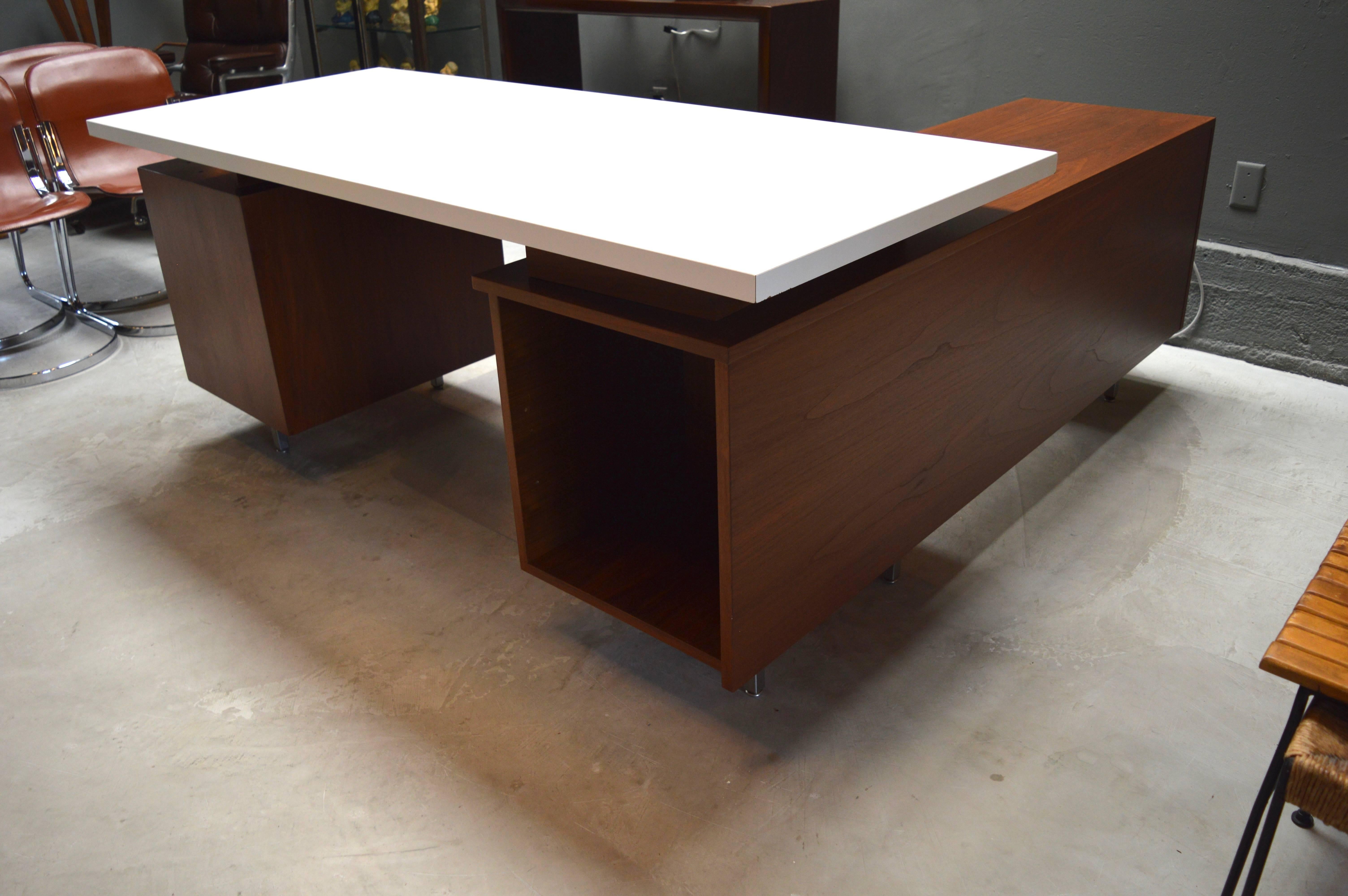 American George Nelson Desk with Return With Dry Erase Formica Top