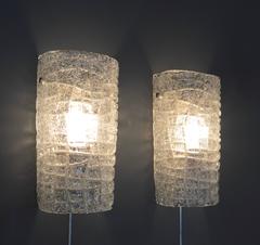 Große rechteckige Wandleuchter aus österreichischem Eisglas