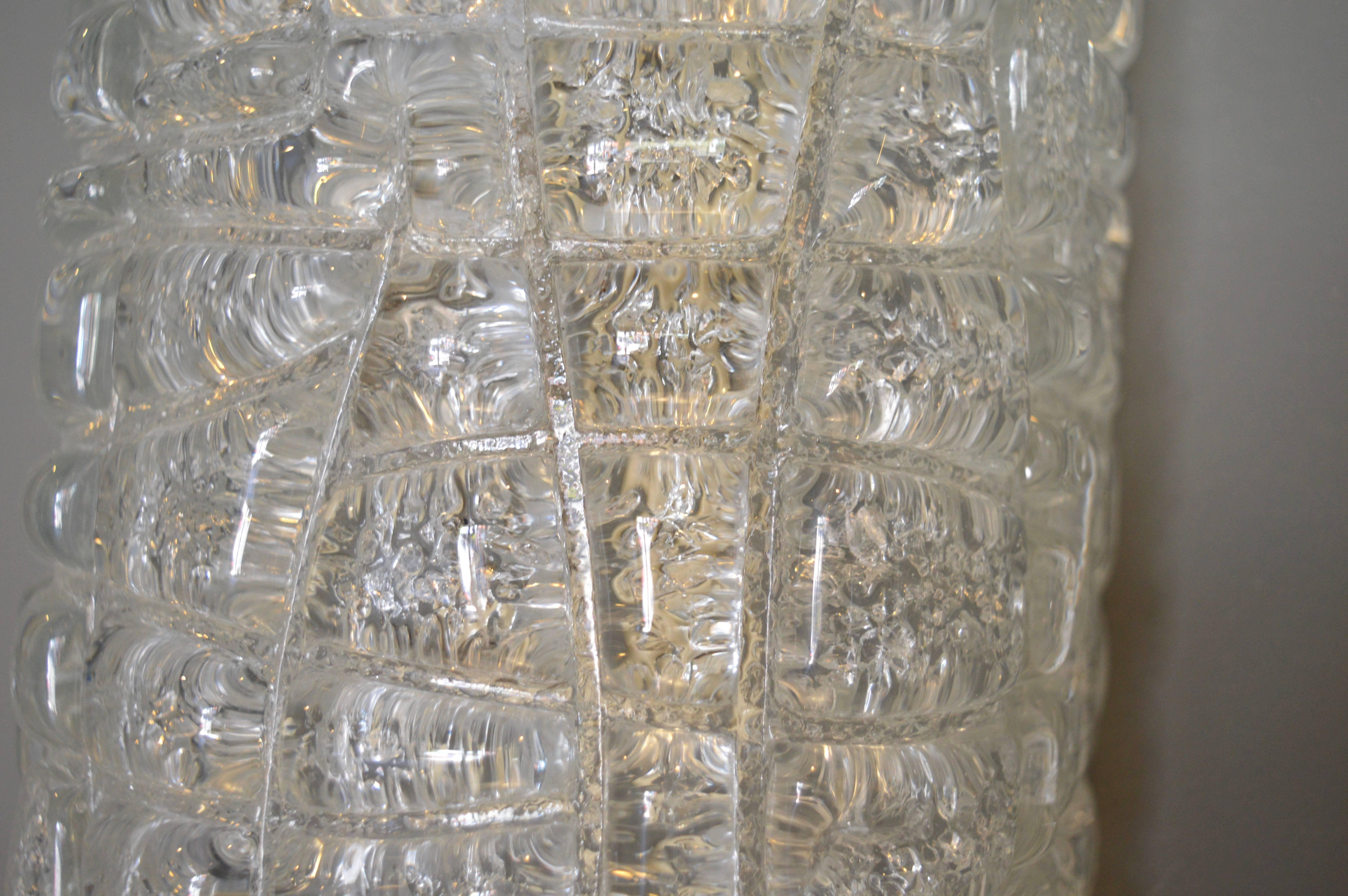 Large Austrian Ice Glass Rectangular Sconces For Sale 4