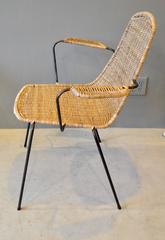 Sculptural German Wicker and Iron Armchair