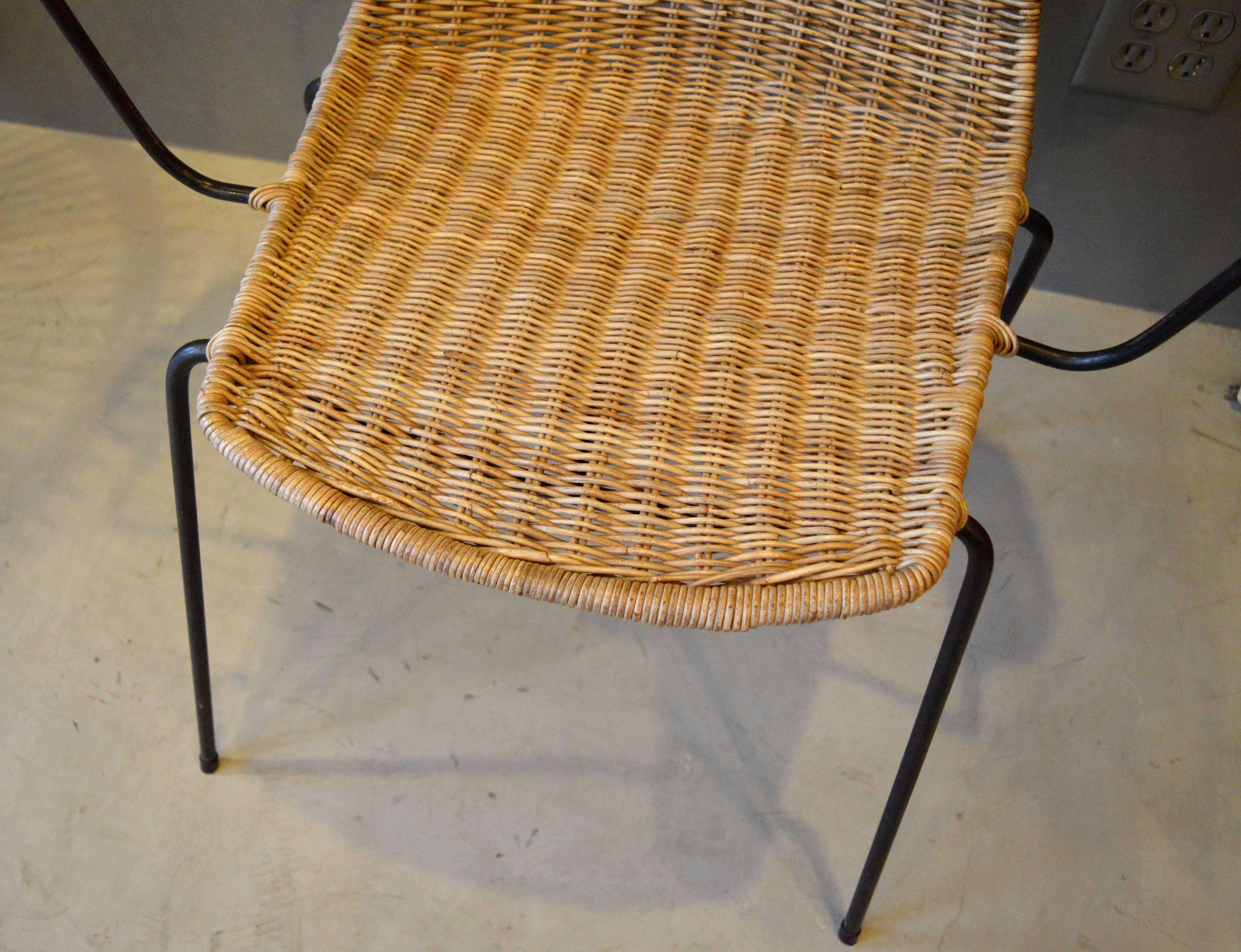 Sculptural German Wicker and Iron Armchair For Sale 2