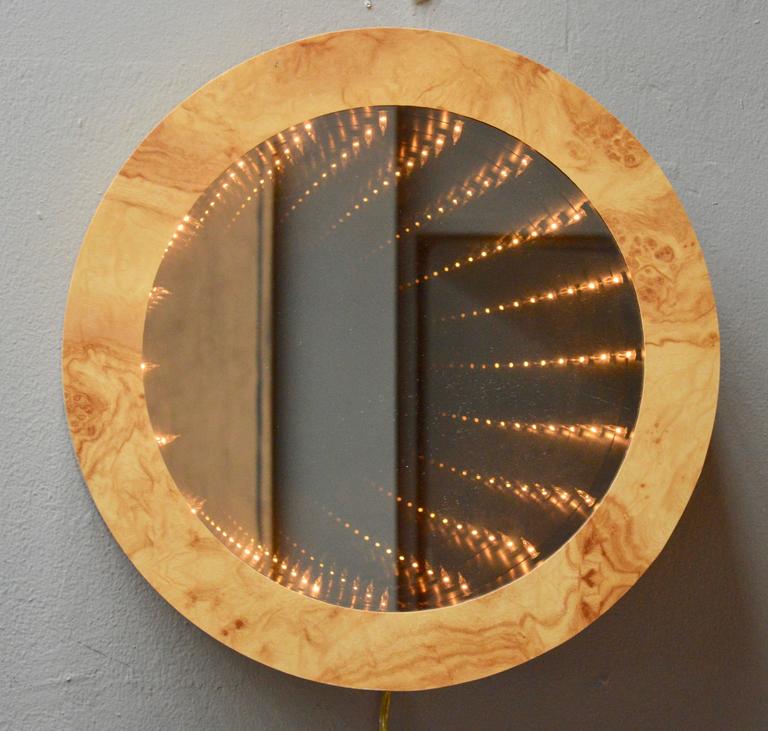 Vintage Burl Wood Infinity Mirror at 1stDibs
