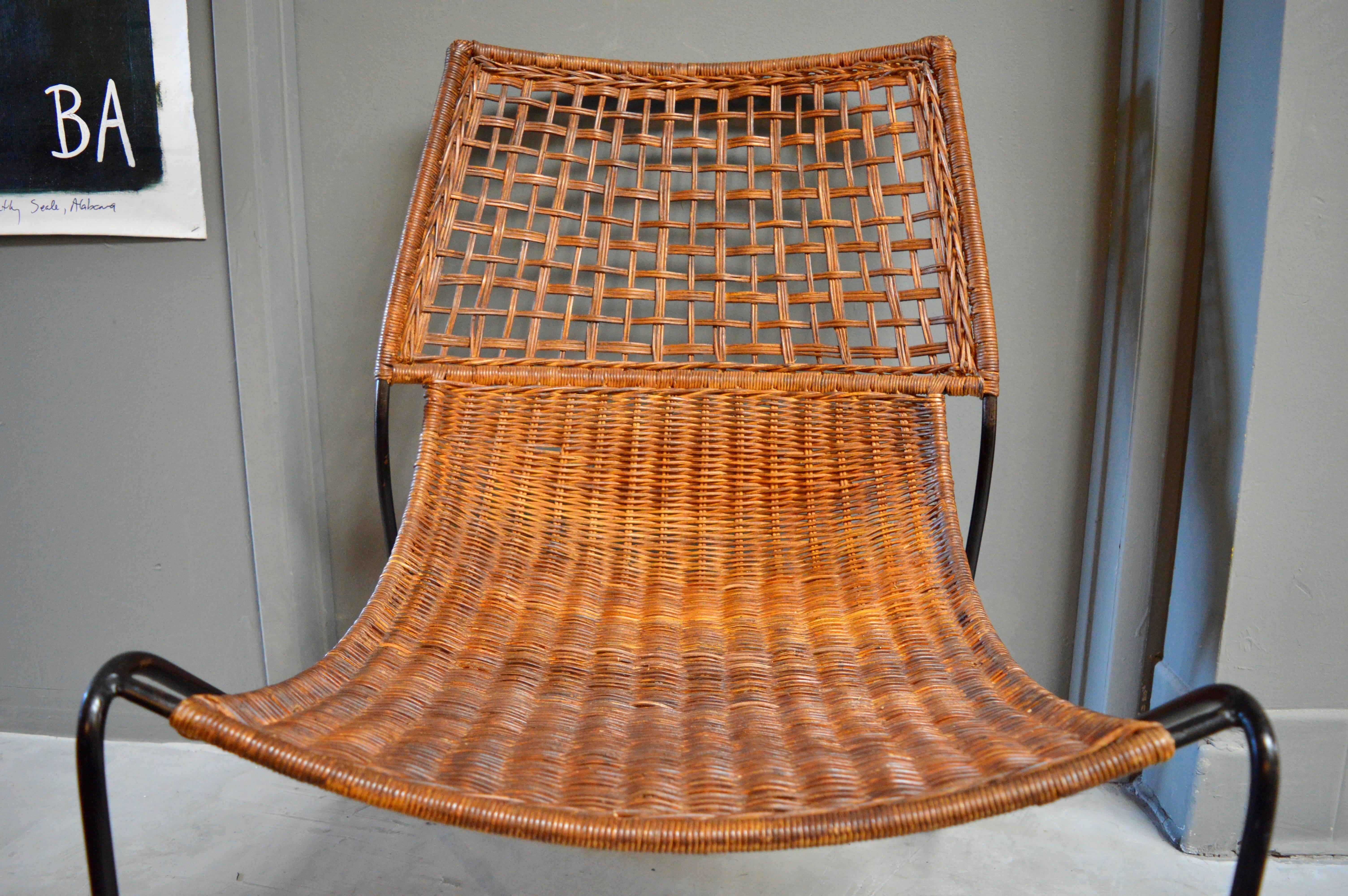Sculptural Iron and Wicker Chairs in the style of Tempestini 2