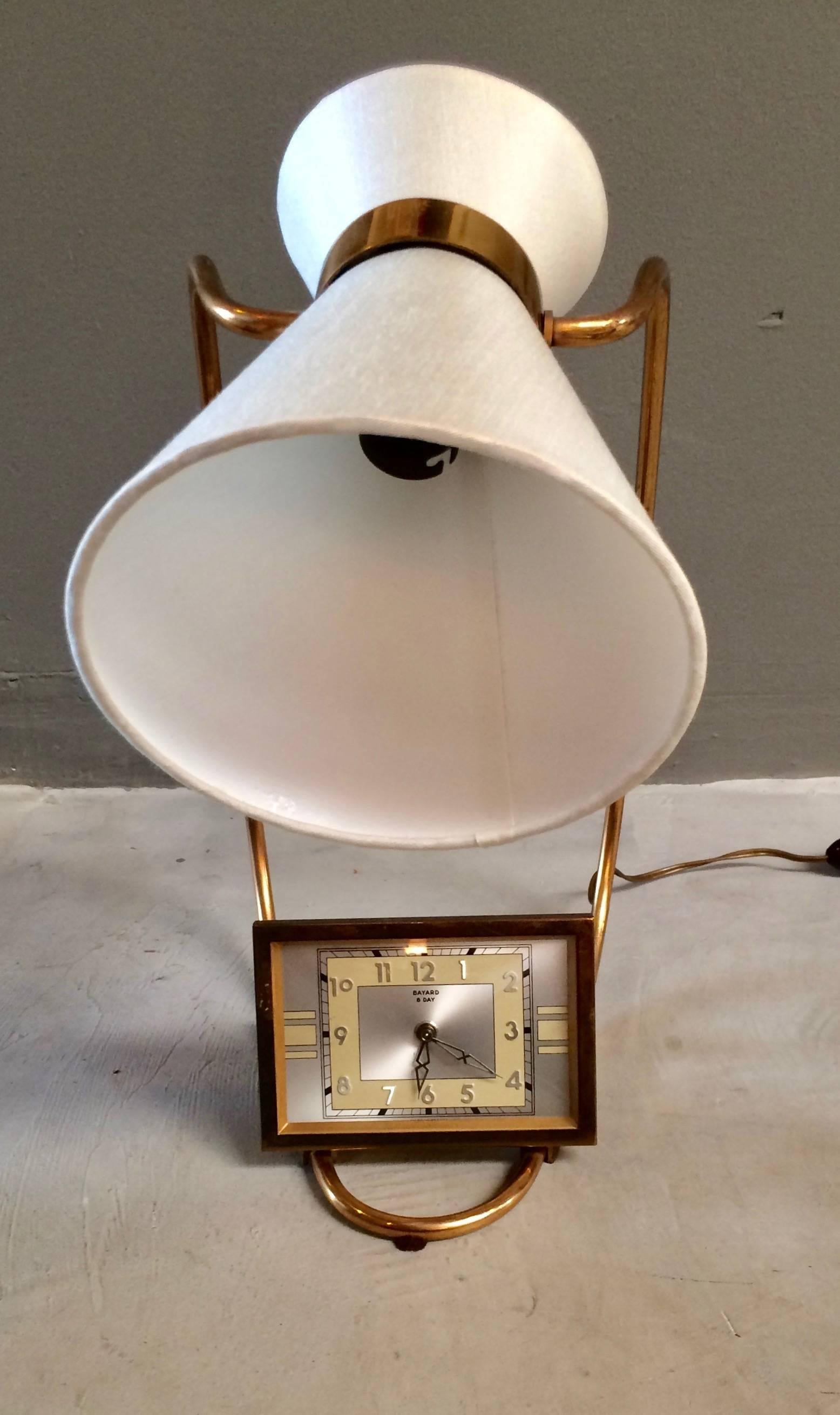 French Adjustable Table Lamp with Clock In Excellent Condition For Sale In Los Angeles, CA