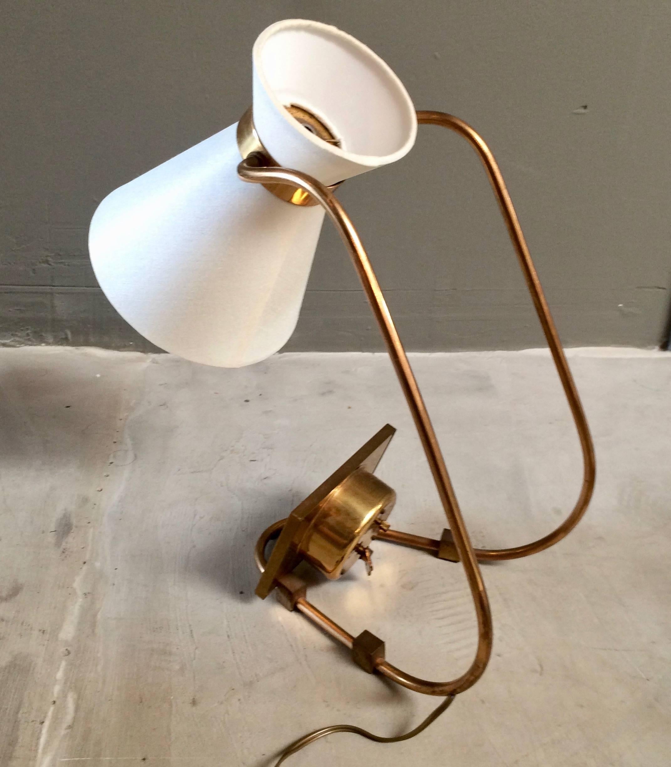 Mid-20th Century French Adjustable Table Lamp with Clock For Sale