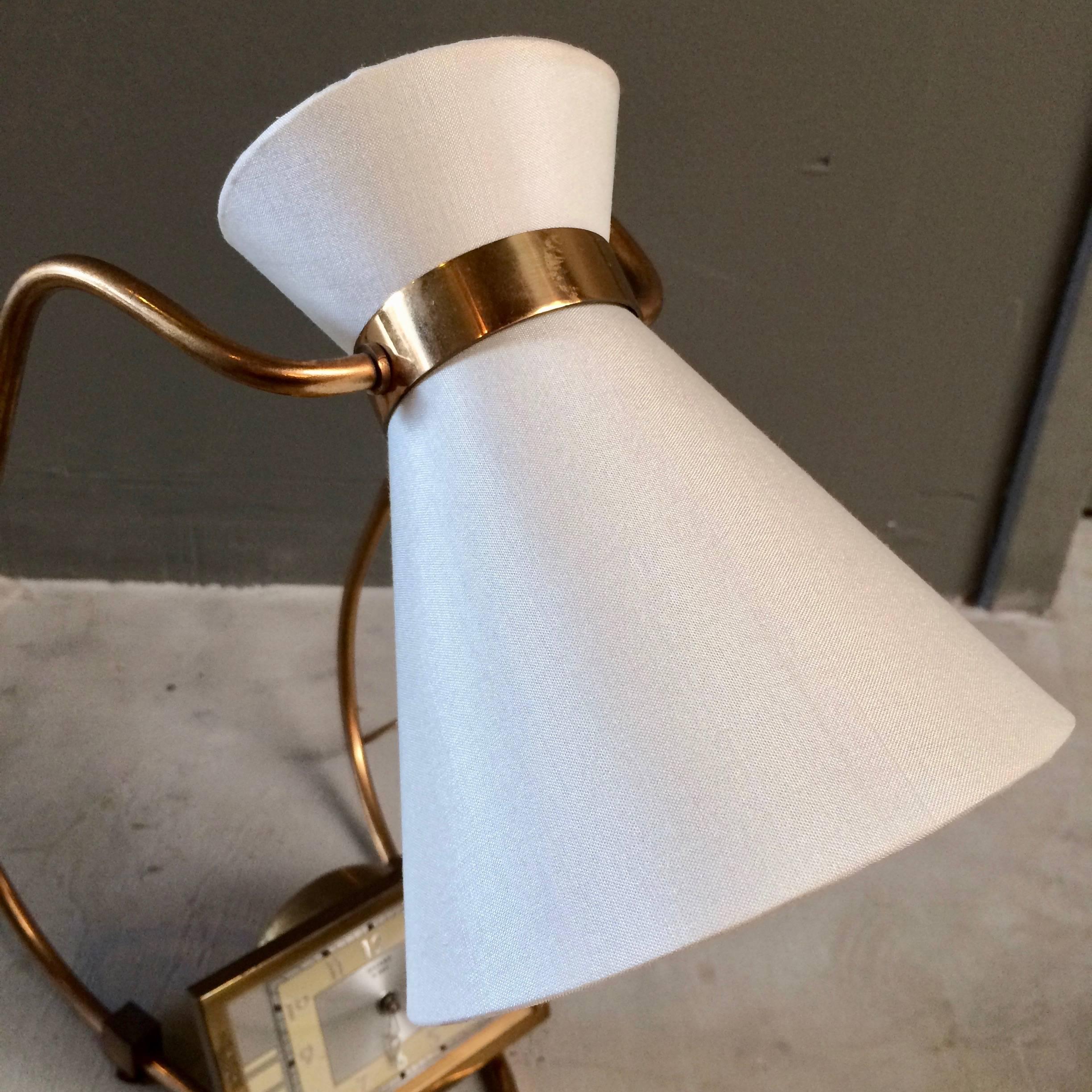 French Adjustable Table Lamp with Clock For Sale 1