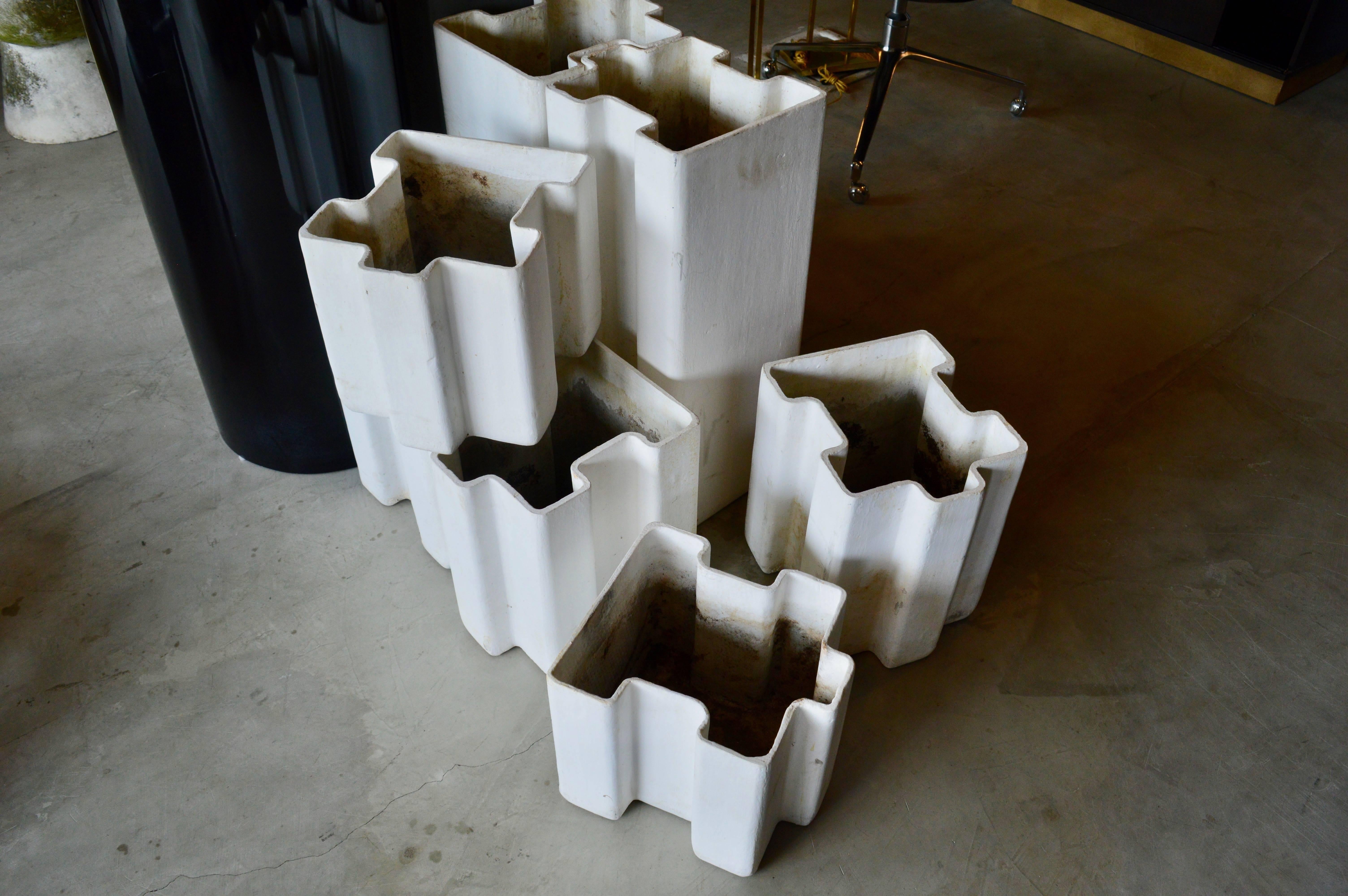 Concrete Set of 14 Willy Guhl Puzzle Piece Modular Planters