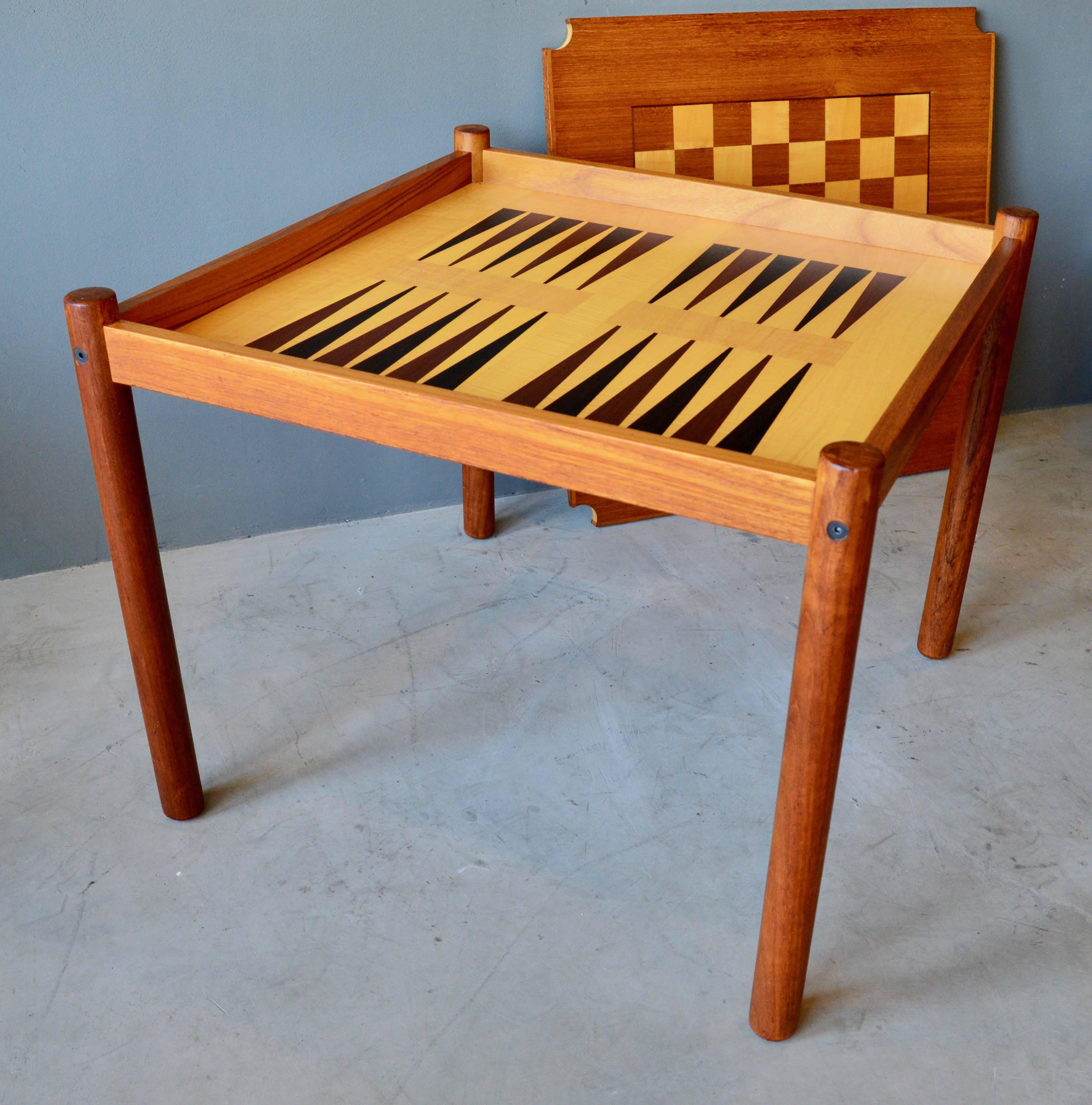 Late 20th Century Teak Backgammon Game Table