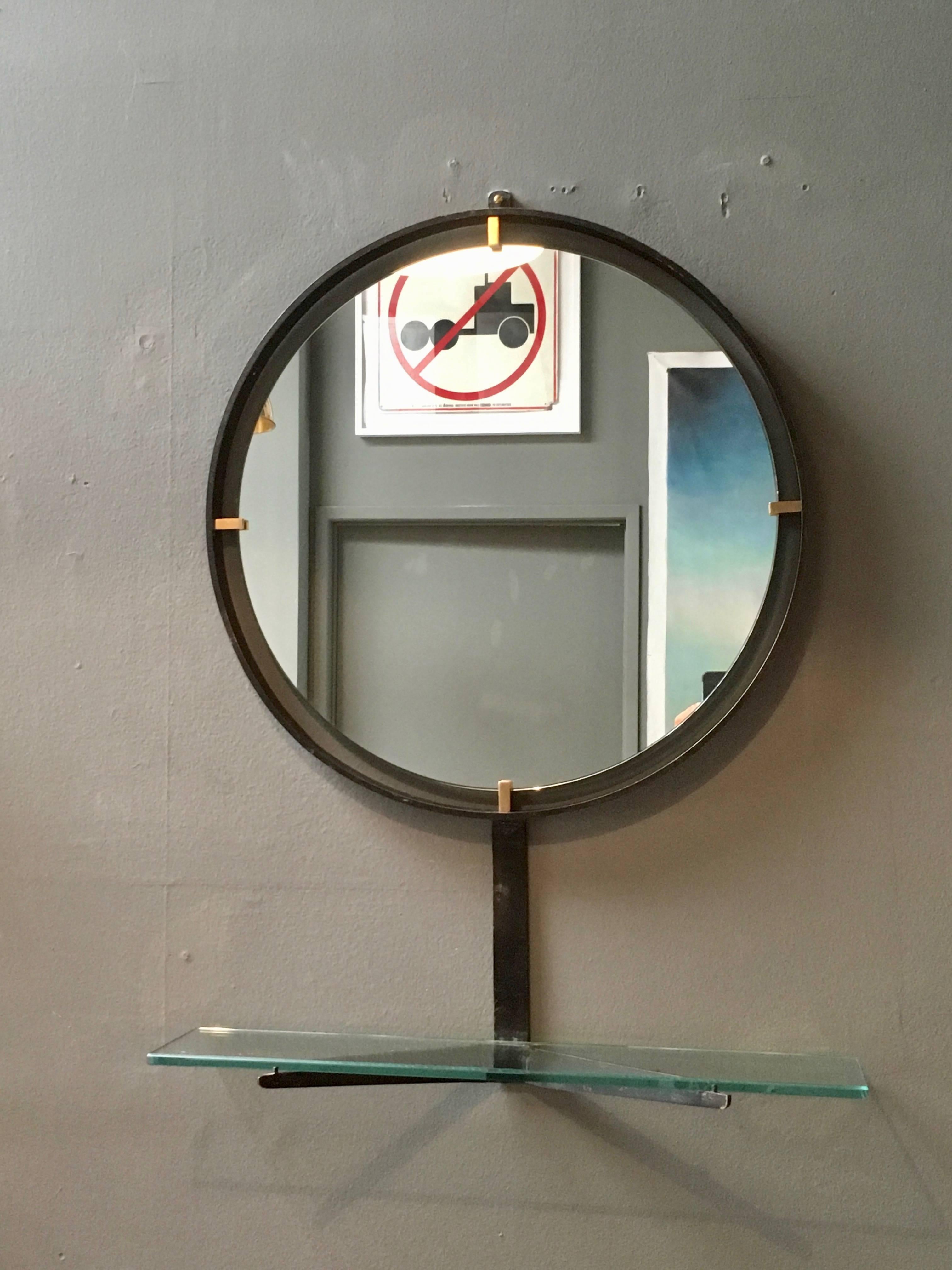 Vintage Italian Mirror with Shelf For Sale at 1stDibs vintage