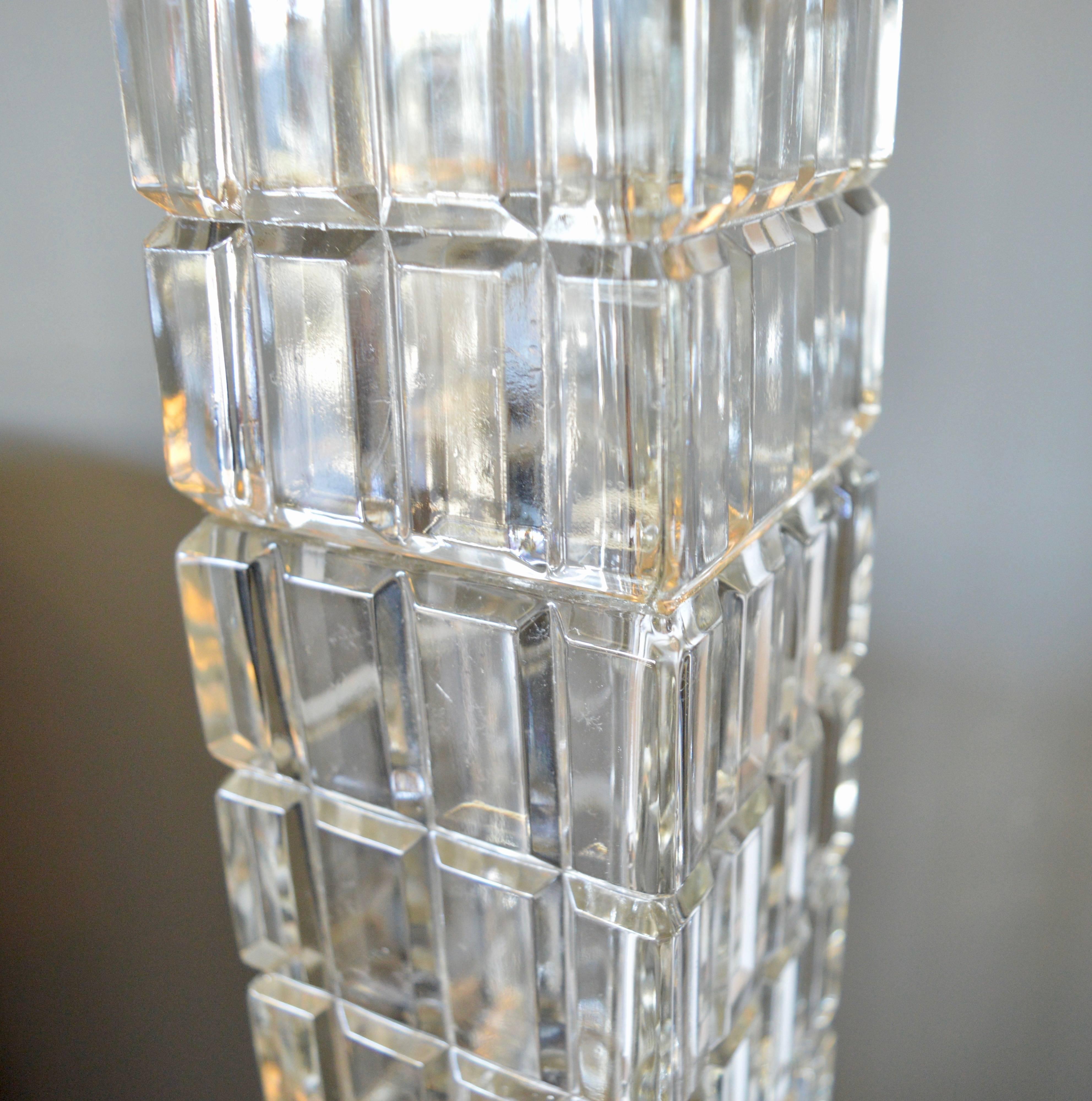 1950s Faceted Glass and Marble Floor Lamp In Excellent Condition For Sale In Los Angeles, CA