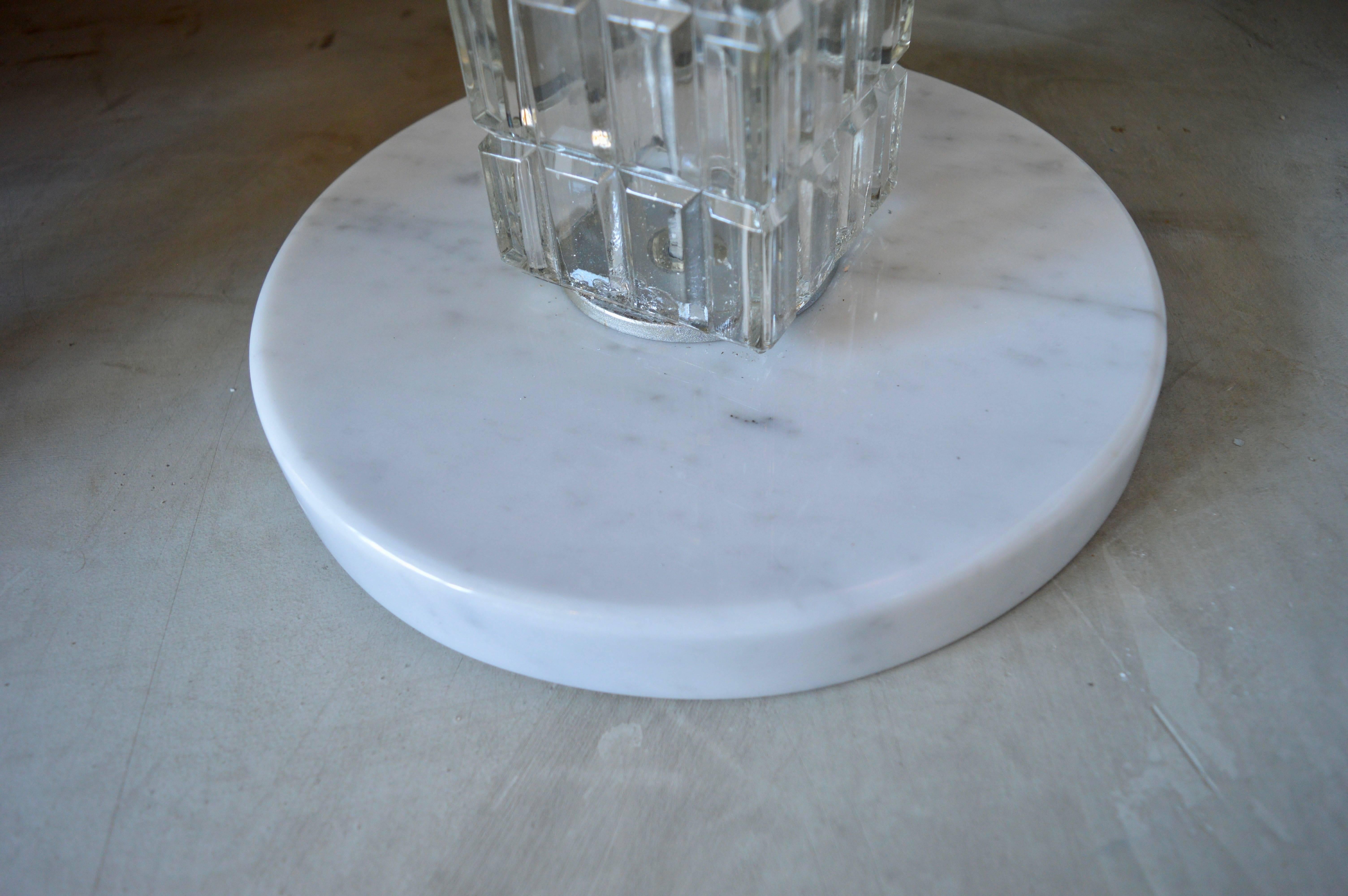 American 1950s Faceted Glass and Marble Floor Lamp For Sale