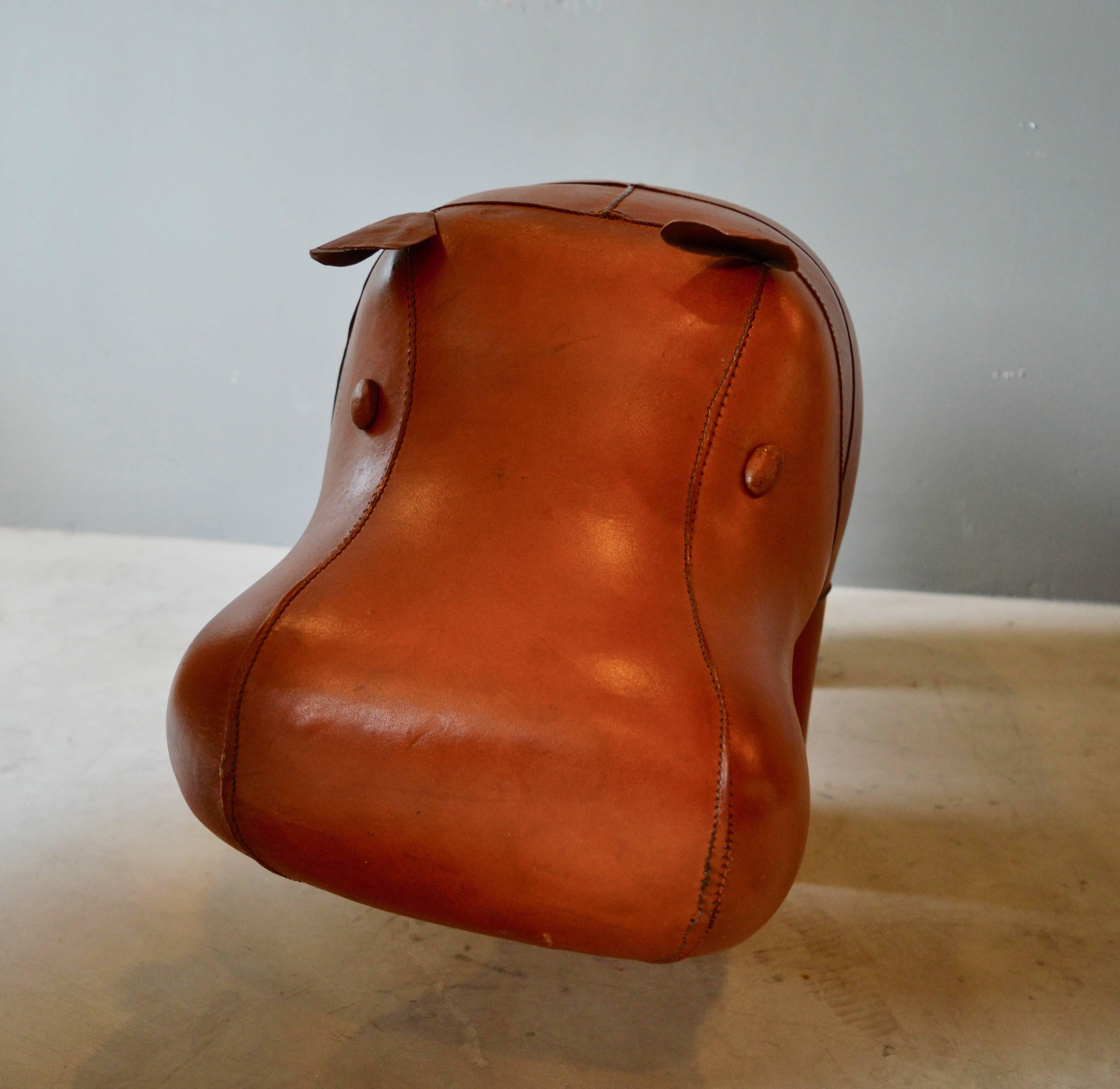 leather hippo footstool