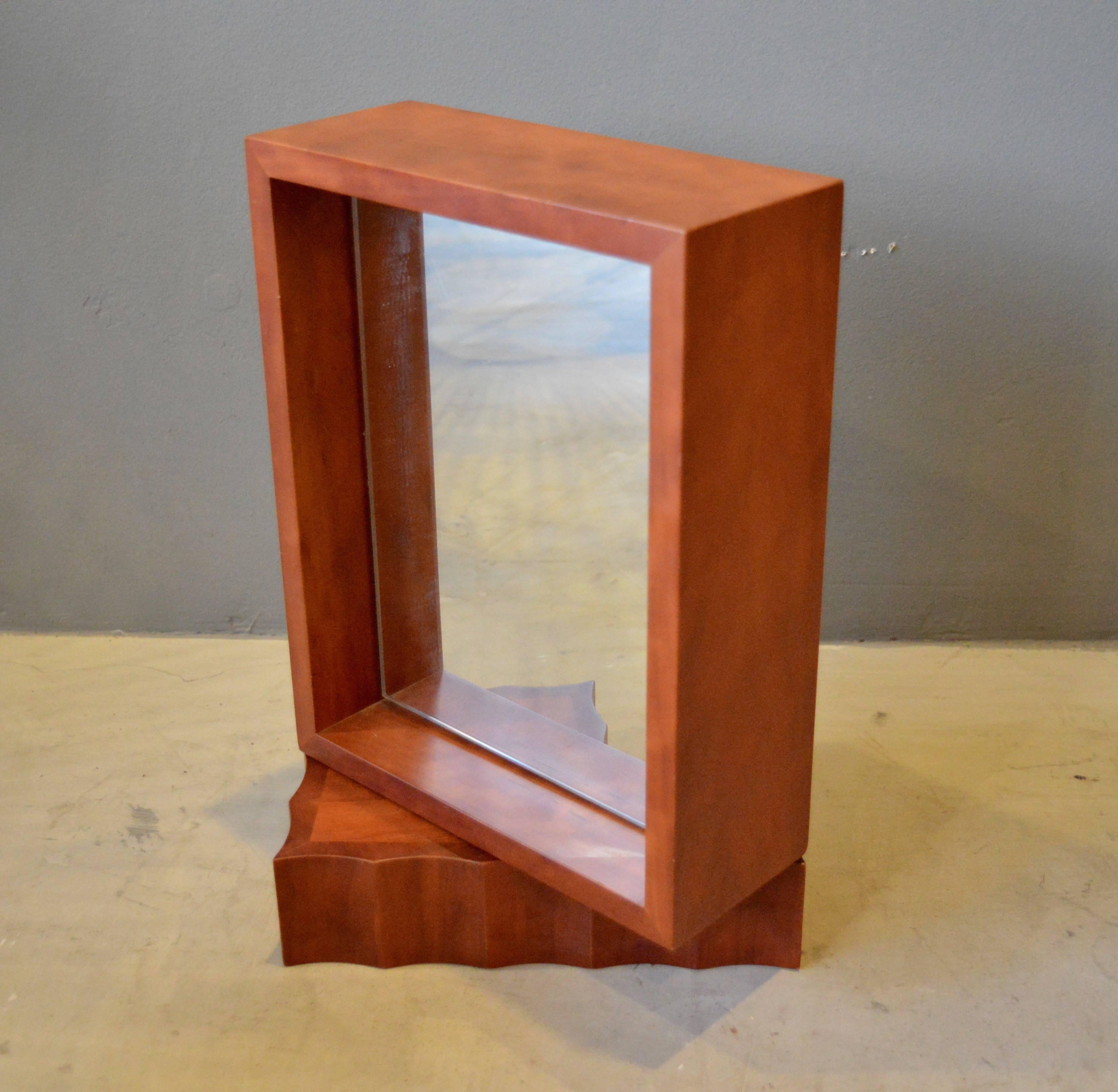 German Teak Double-Sided Rotating Mirror For Sale