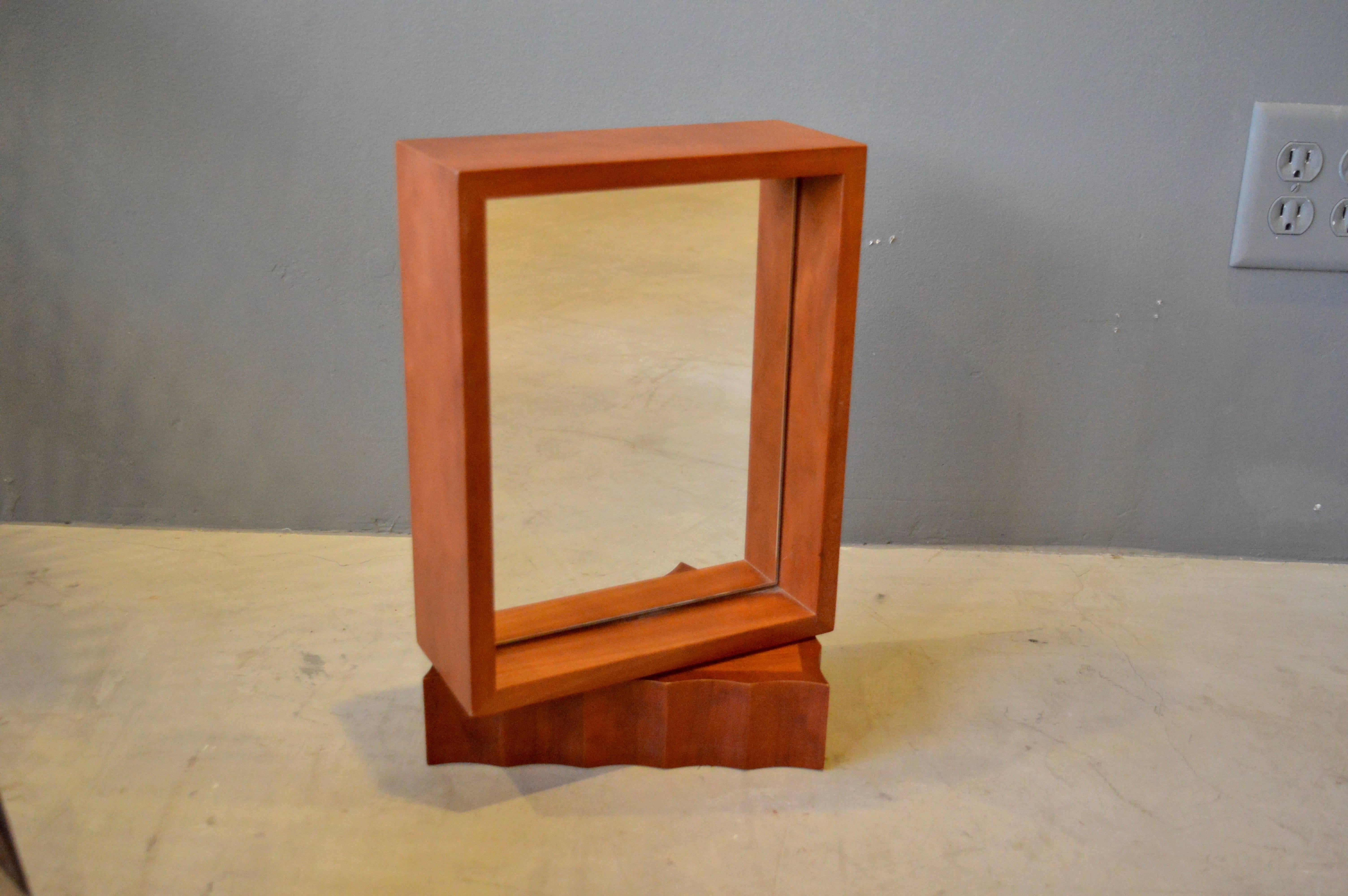 Teak Double-Sided Rotating Mirror In Excellent Condition For Sale In Los Angeles, CA