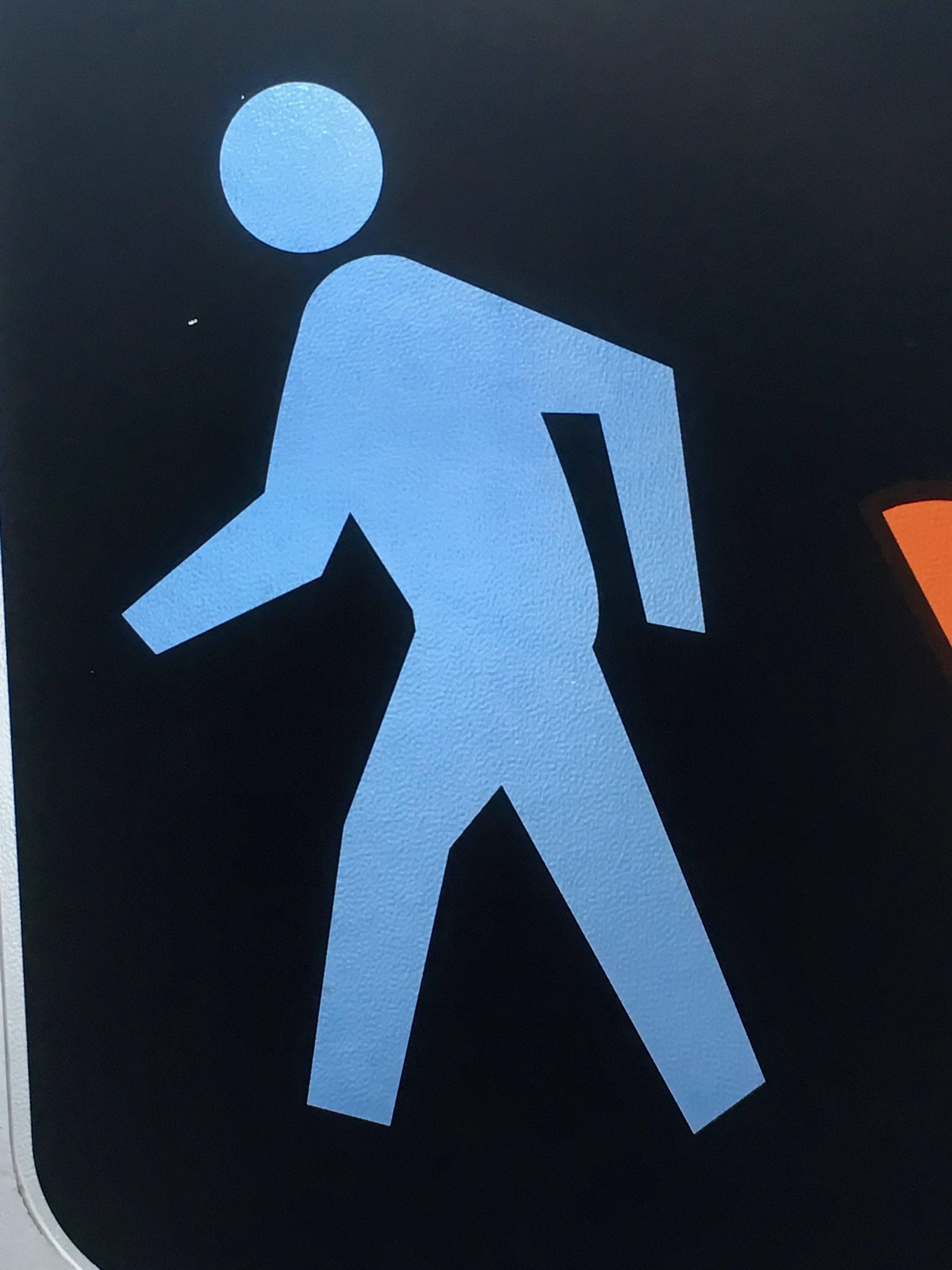 Rare Glass Pedestrian Sign In Excellent Condition For Sale In Los Angeles, CA