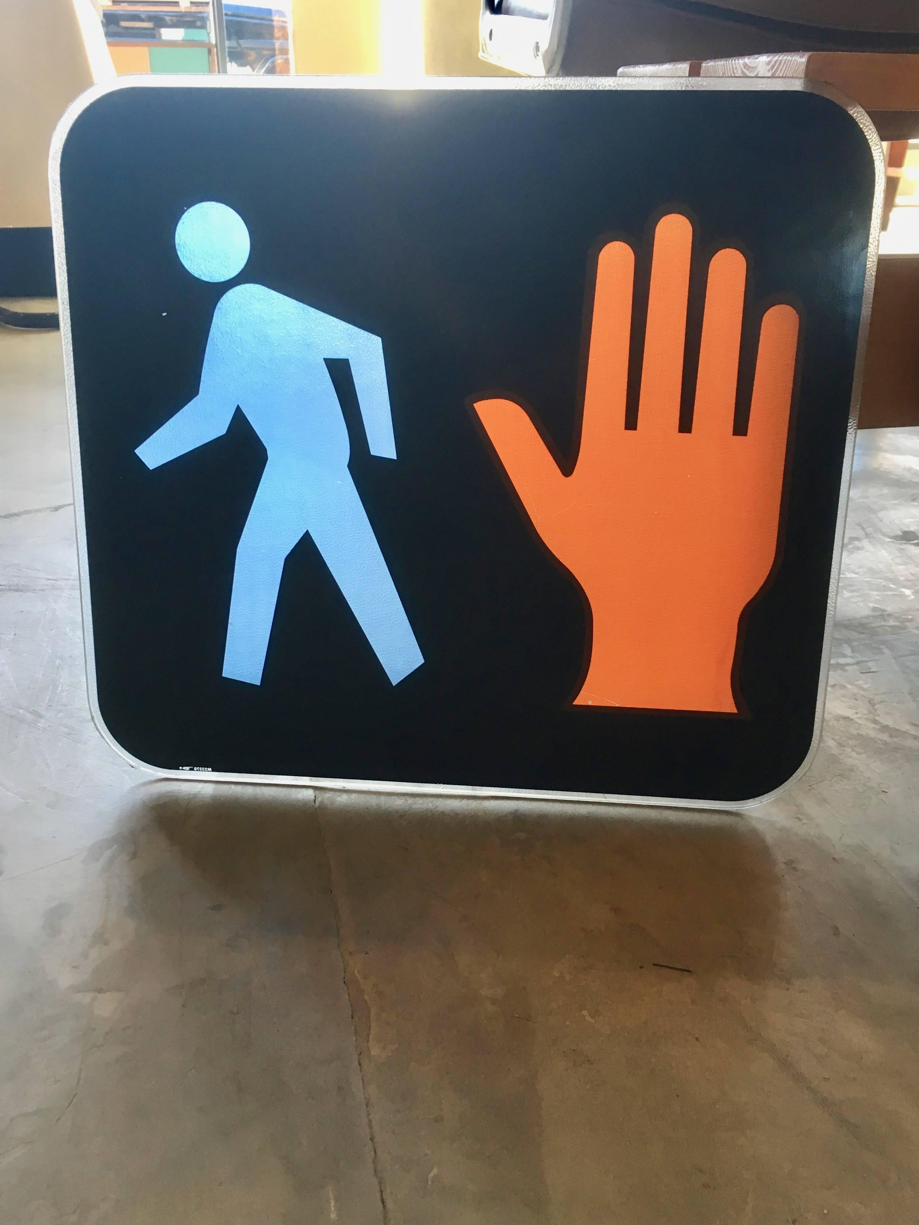 American Rare Glass Pedestrian Sign For Sale