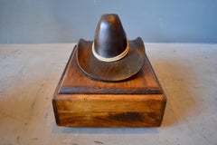 Hand-Carved Wood Cowboy Hat Box