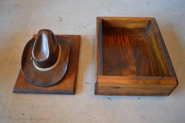 HandCarved Wood Cowboy Hat Box at 1stDibs cowboy hat boxes for sale, cowboy box, wooden