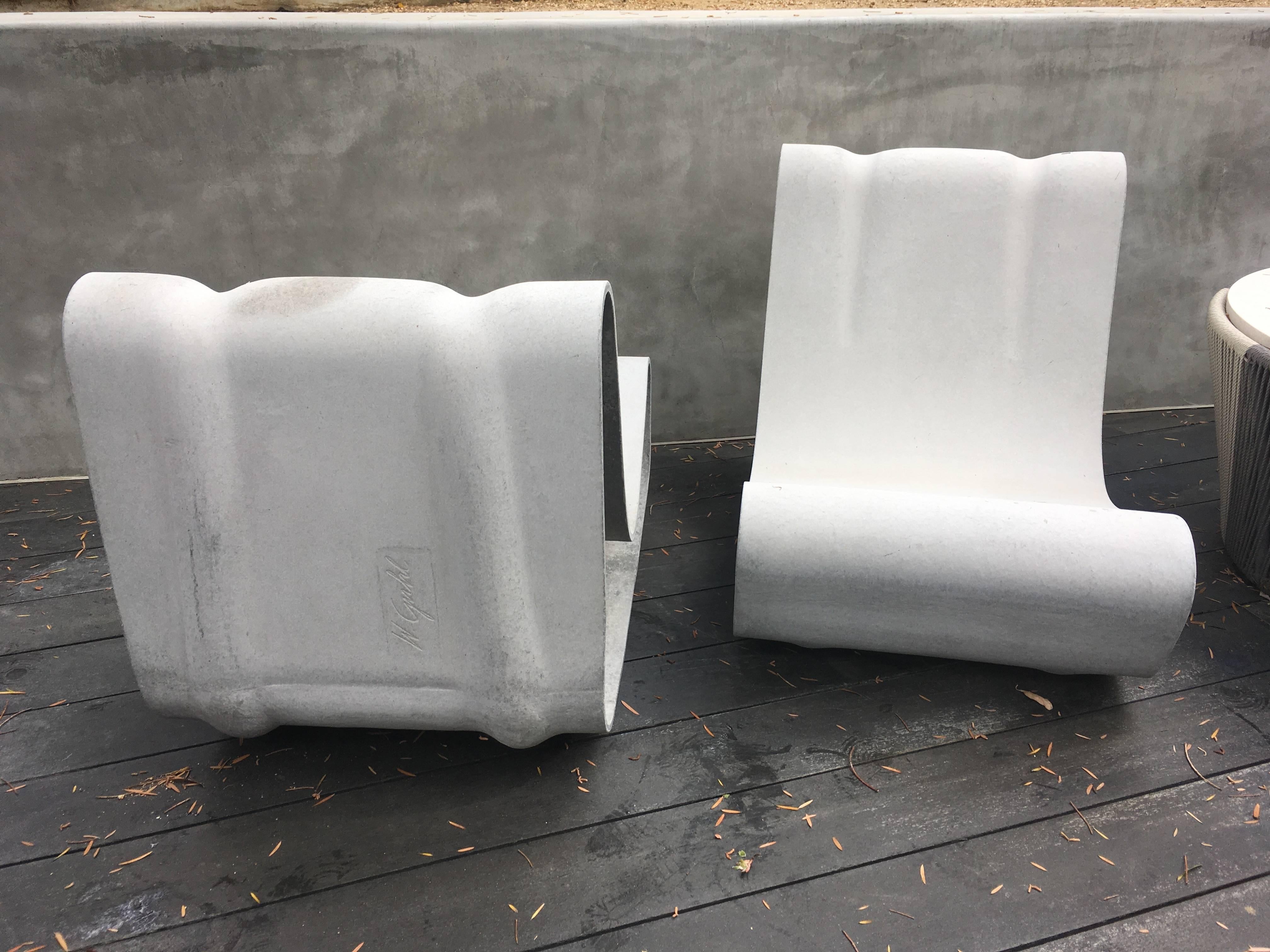 Cement Set of Willy Guhl Loop Chairs and Matching Table