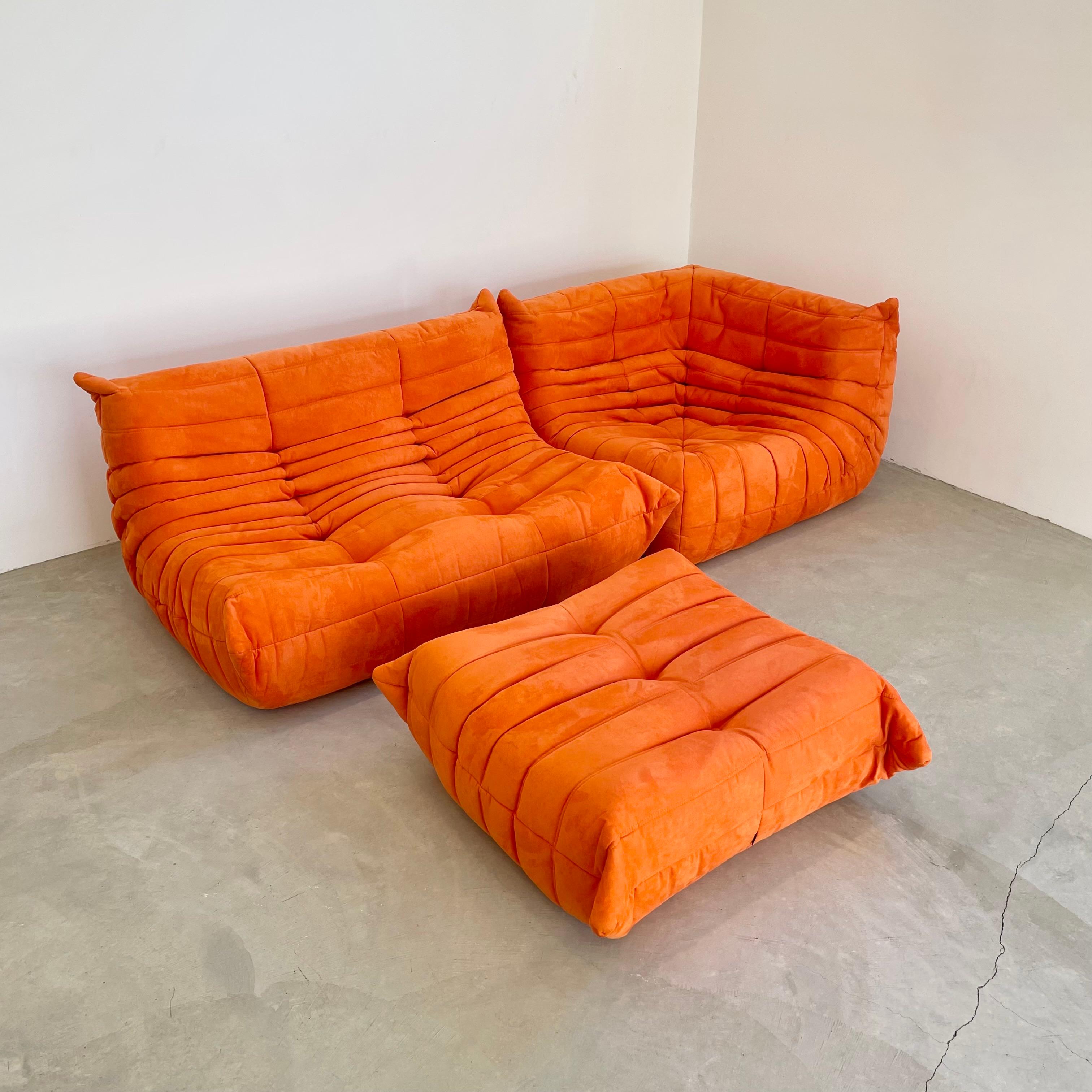 Vintage Orange Microsuede Togo Set by Ligne Roset 7