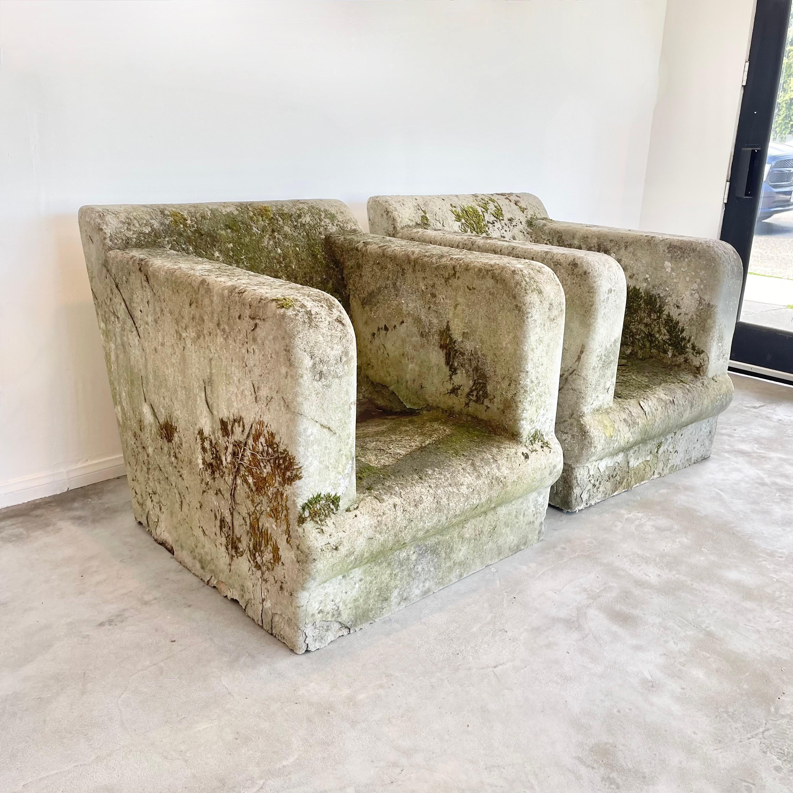 Modern Pair of Sculptural Concrete Club Chairs, 1940s Belgium For Sale