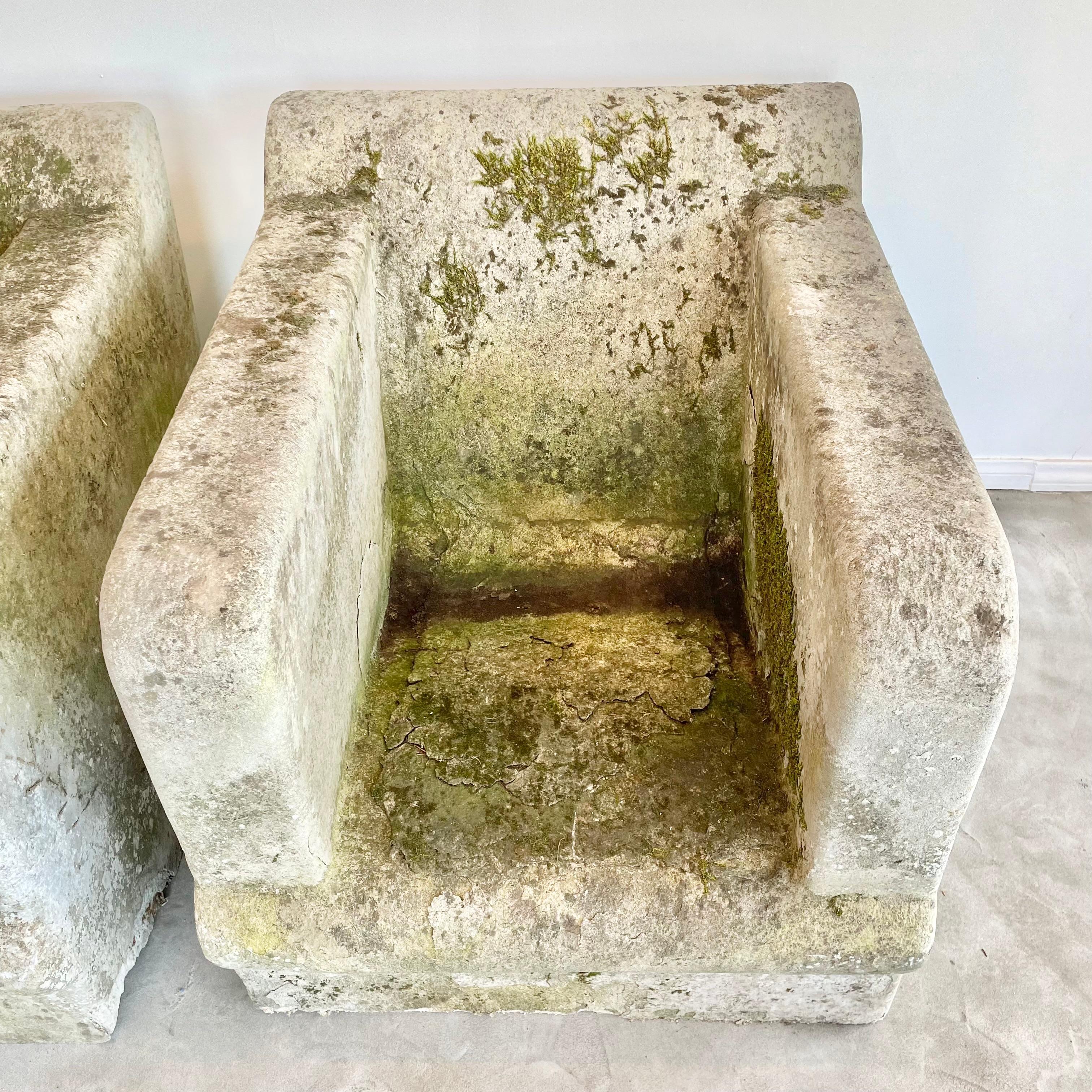 Pair of Sculptural Concrete Club Chairs, 1940s Belgium In Good Condition For Sale In Los Angeles, CA