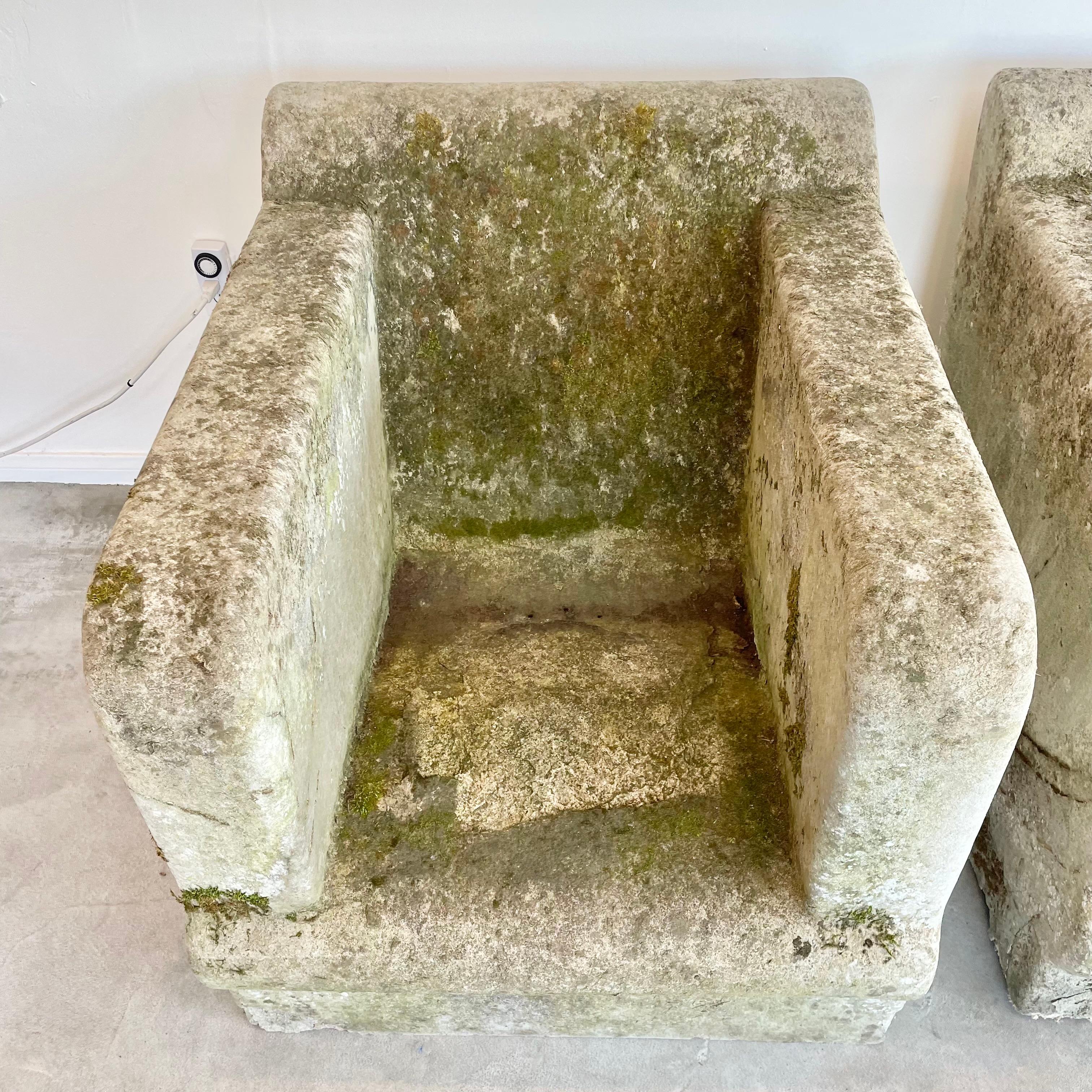 Mid-20th Century Pair of Sculptural Concrete Club Chairs, 1940s Belgium For Sale