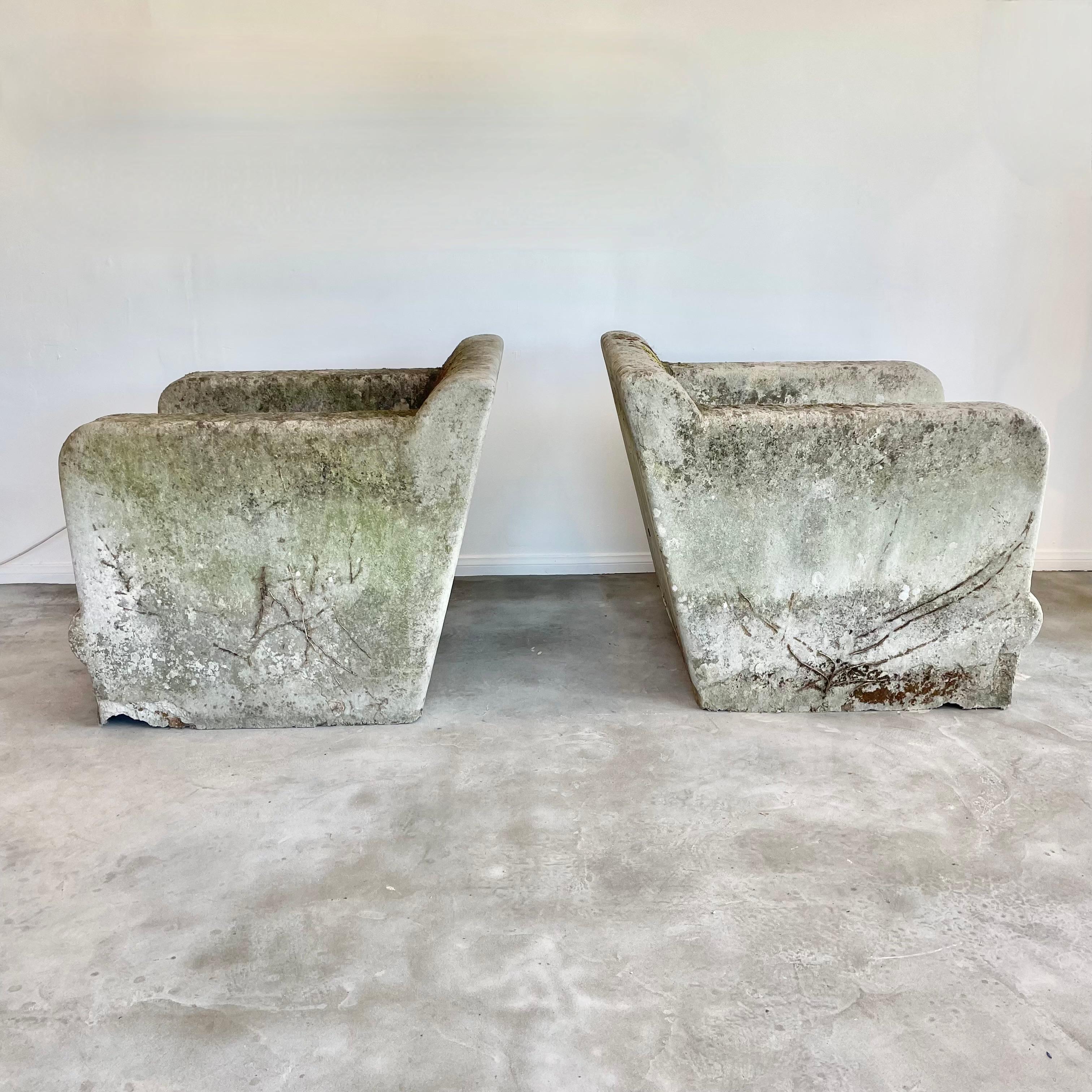 Belgian Pair of Sculptural Concrete Club Chairs, 1940s Belgium For Sale