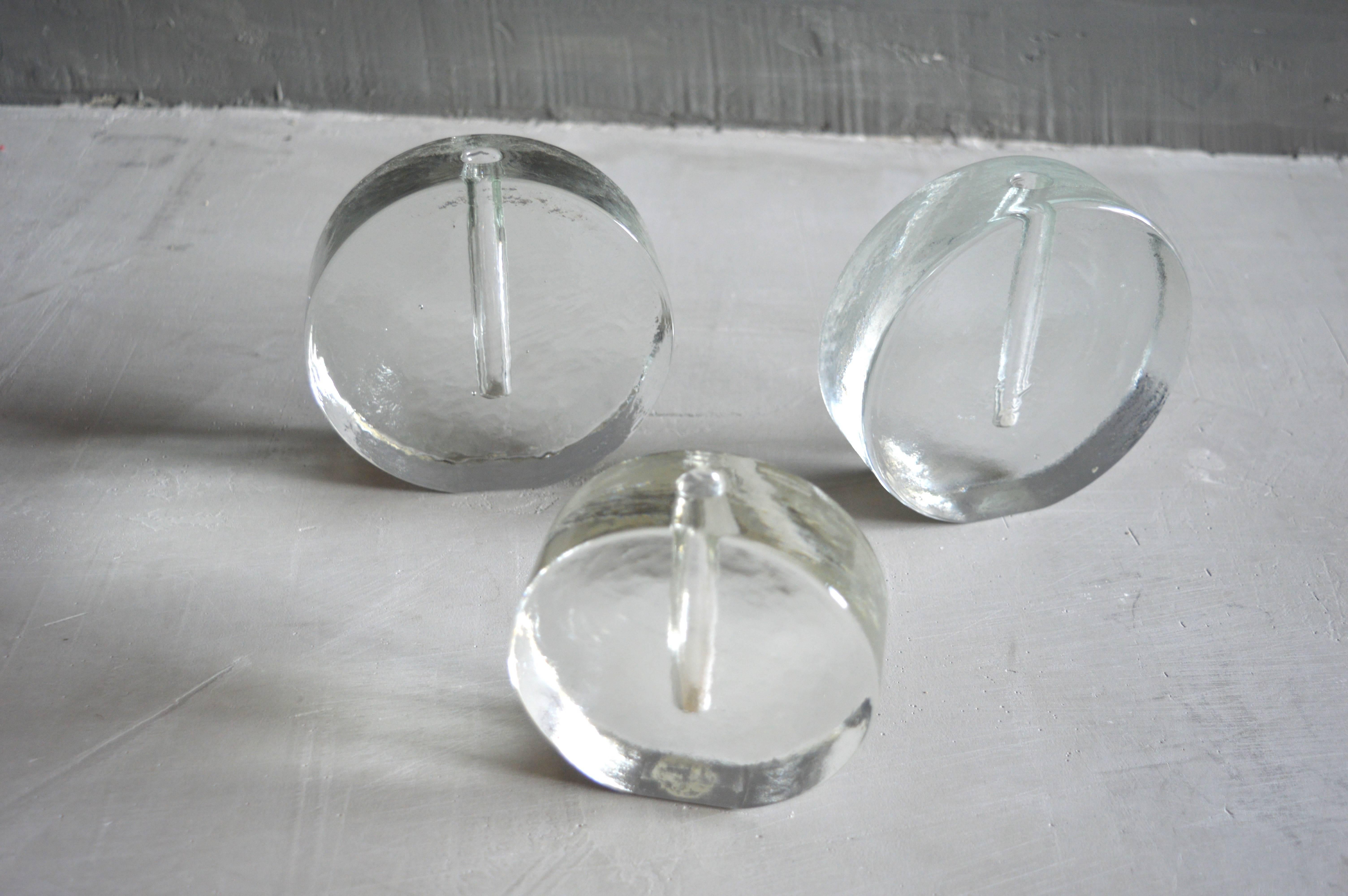 Glass Set of Three Bud Vases by Walther For Sale