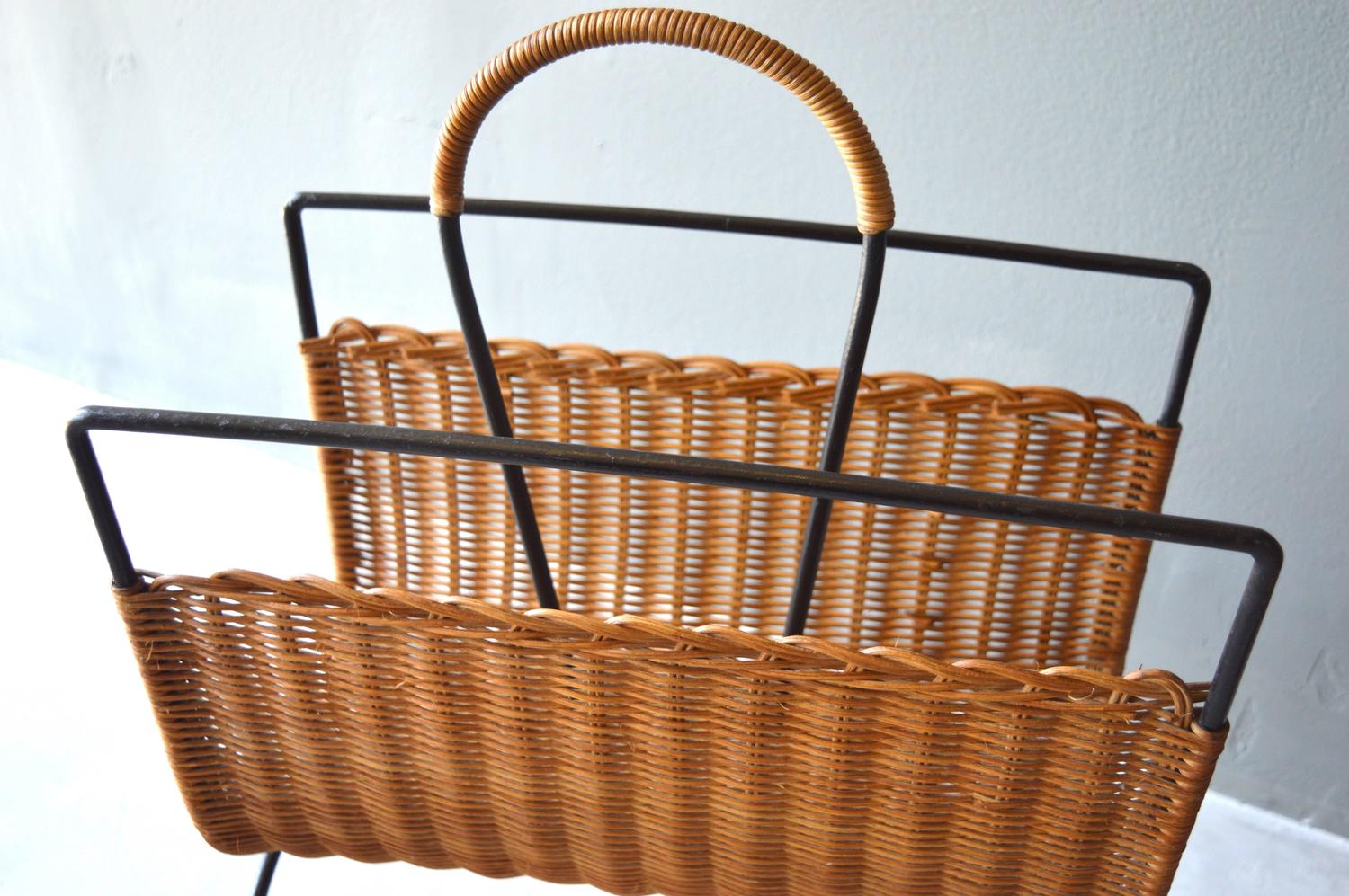 Rattan Magazine Rack at 1stdibs