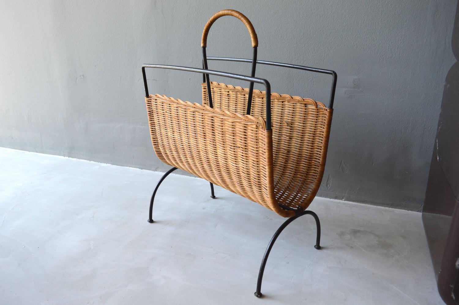 Rattan Magazine Rack at 1stdibs