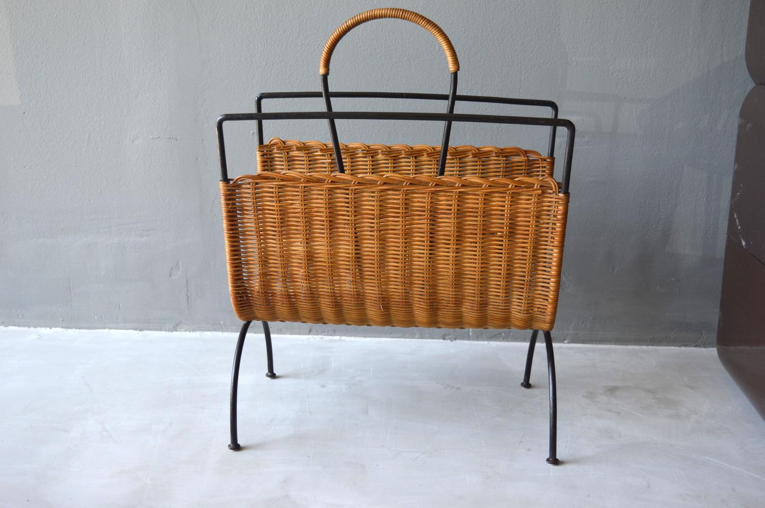 Rattan Magazine Rack at 1stdibs