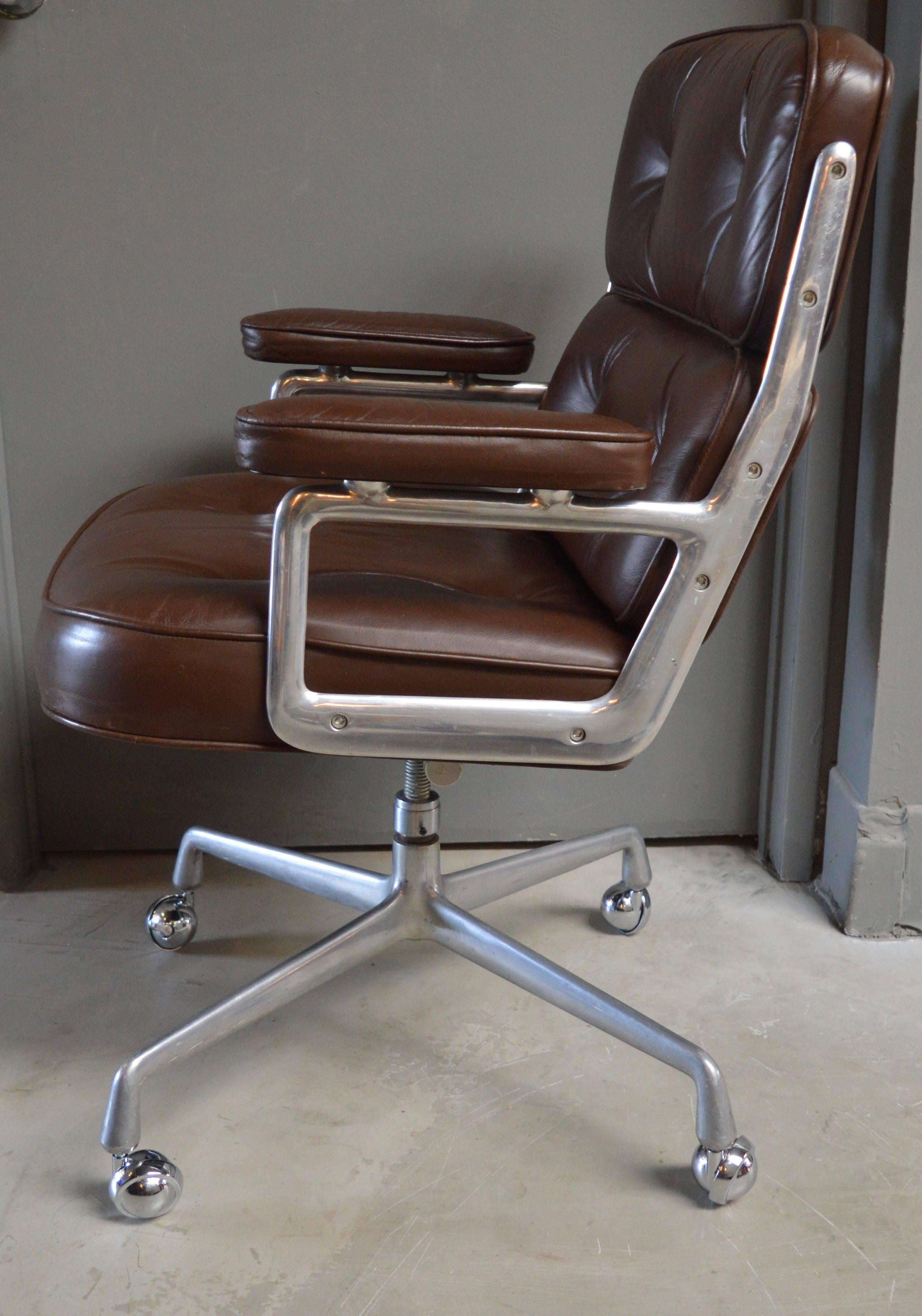 American Vintage Brown Leather Eames Time Life Chair