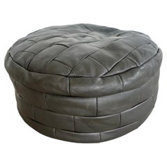 De Sede Gray Patchwork Leather Ottoman, 1970s Switzerland