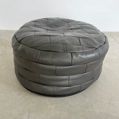 De Sede Gray Patchwork Leather Ottoman, 1970s Switzerland