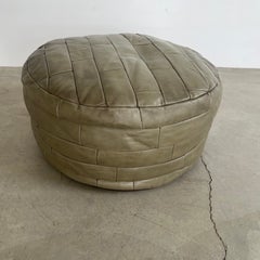 De Sede Green Patchwork Leather Ottoman, 1970s Switzerland