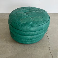 De Sede Green Patchwork Leather Ottoman, 1970s Switzerland