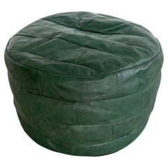 De sede Green Leather Patchwork Ottoman, 1970s Switzerland