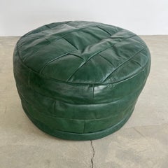 De sede Green Leather Patchwork Ottoman, 1970s Switzerland