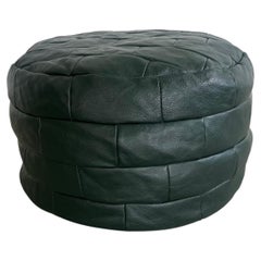 De sede Green Leather Patchwork Ottoman, 1970s Switzerland