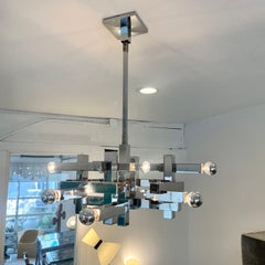 Lustre « Chrome » de Sciolari, Italie, années 1970