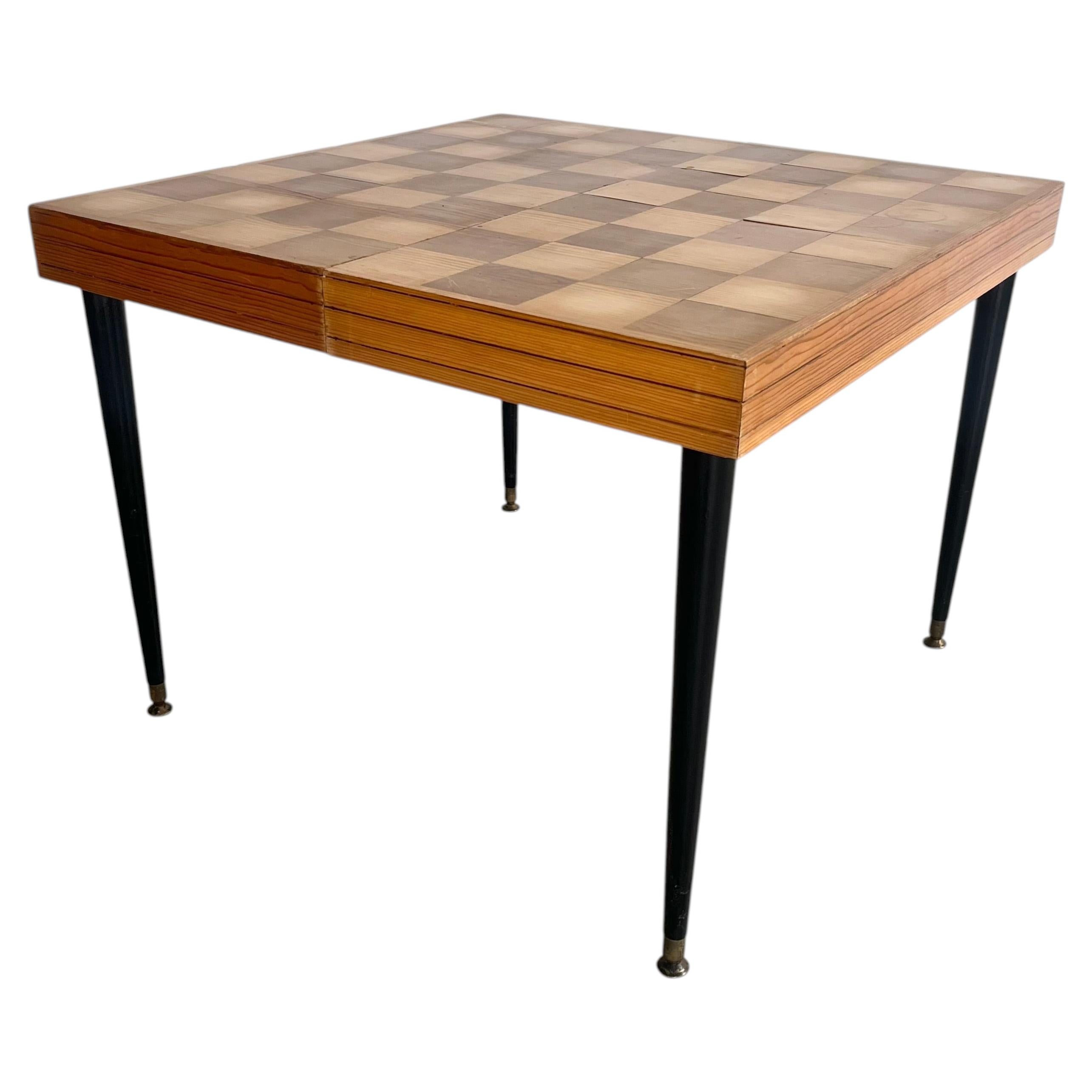 Folding Chess / Checkers Table, 1950s USA For Sale